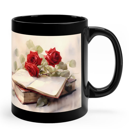BOOK AND ROSES CUP COFFEE MUG (ANTIQUE LOOK) | MUGSCITY23