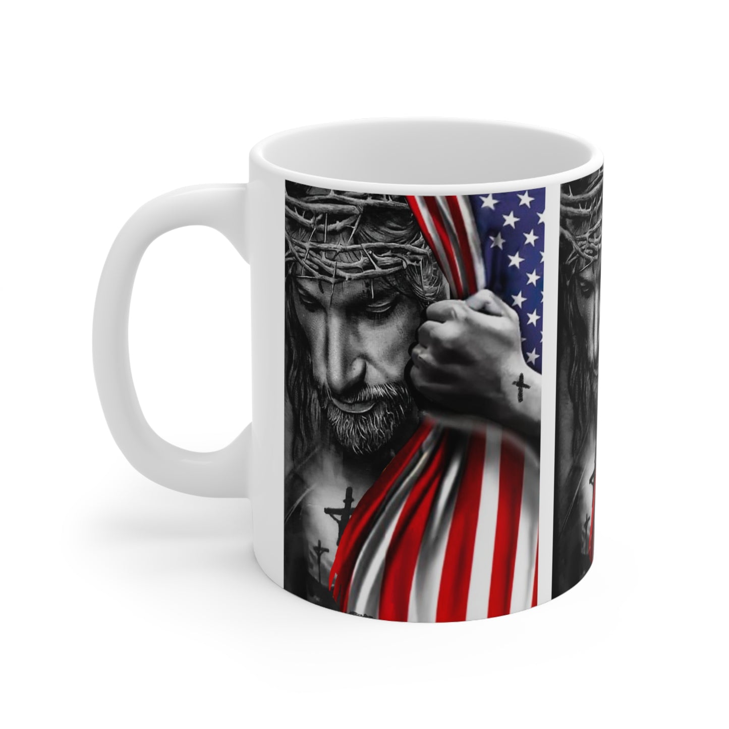 JESUS HUGGING USA FLAG MUG - MUGSCITY - Free Shipping