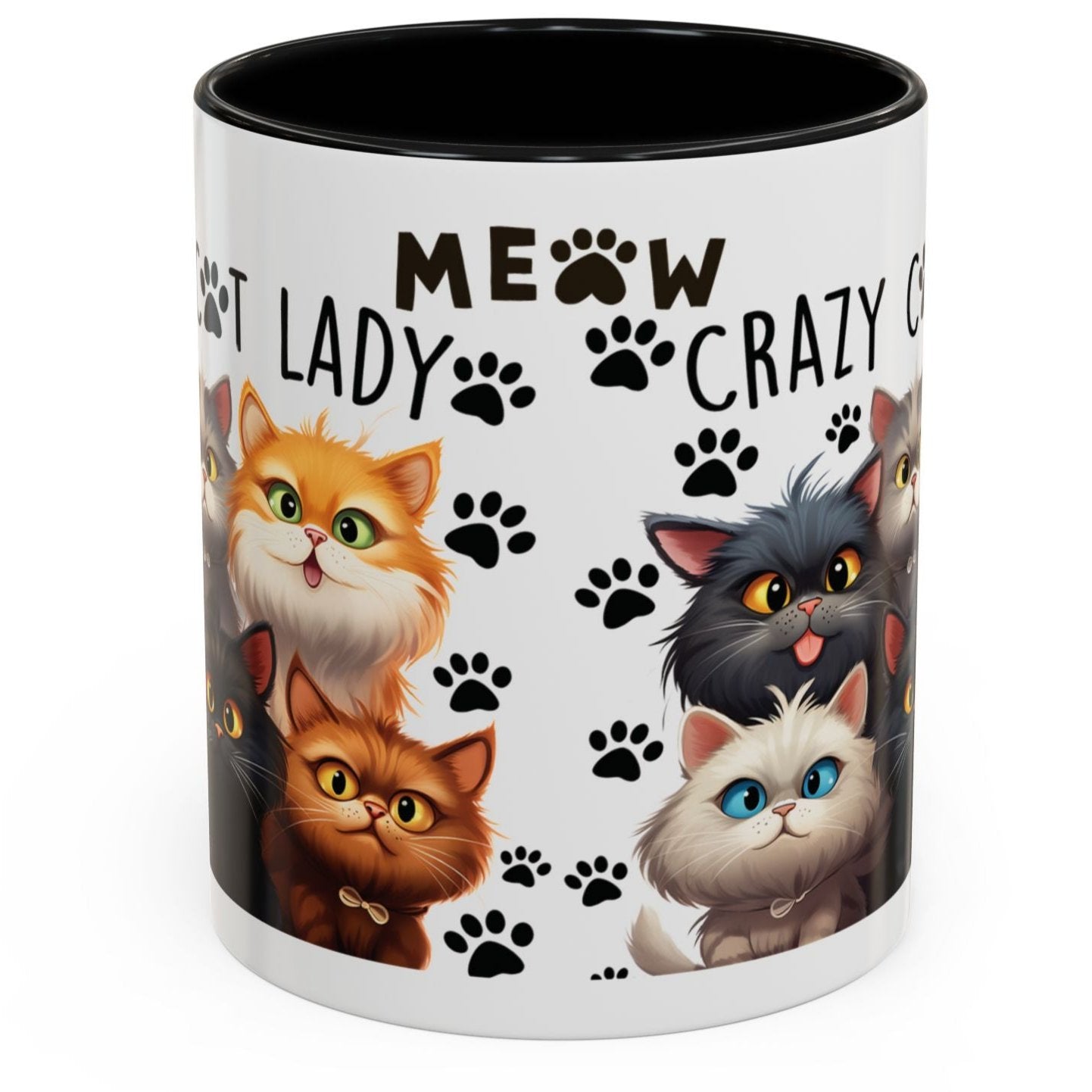 Cat Cup Coffee Mug Crazy Cat Lady Mugs for Cats Lovers Orange, Yellow, Red and Black