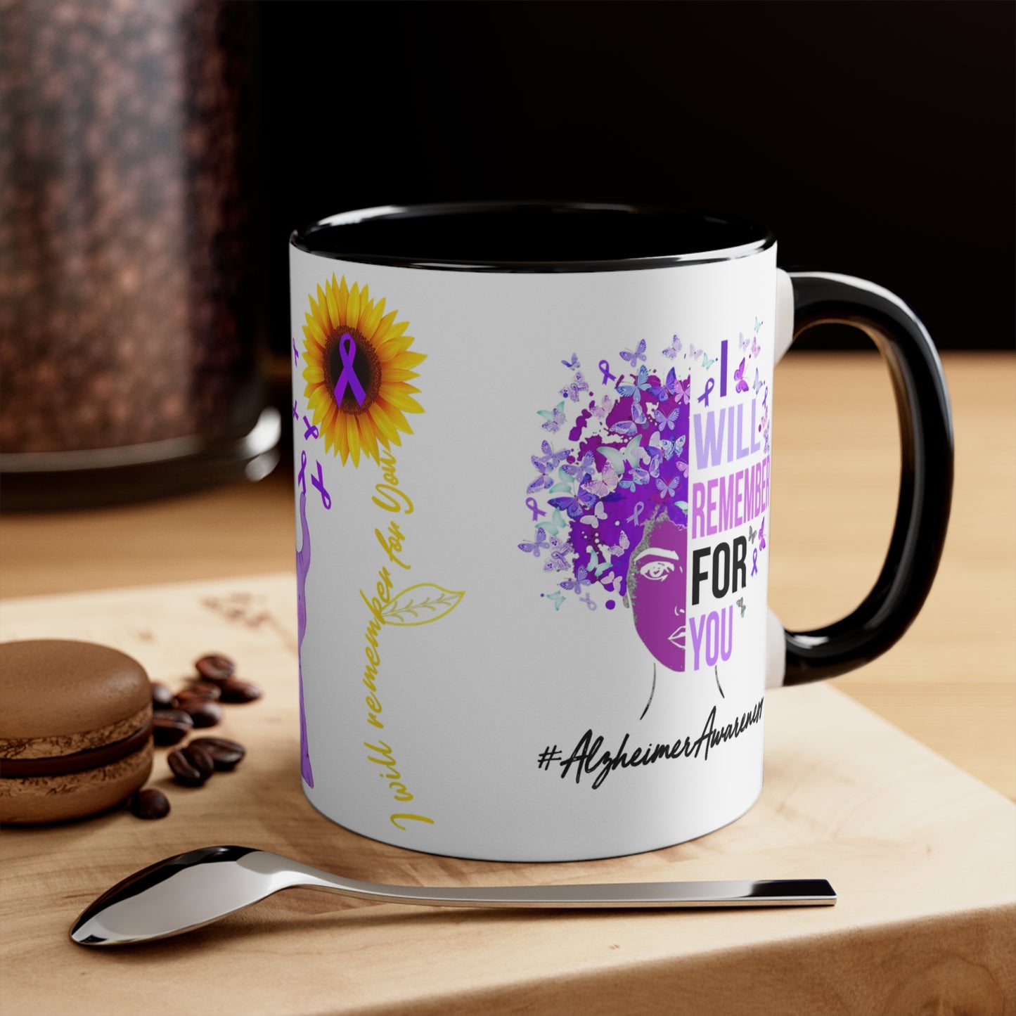 ALZHEIMER AWARENESS MUG - NEVER FORGET PURPLE FLOWER | MUGSCITY 23