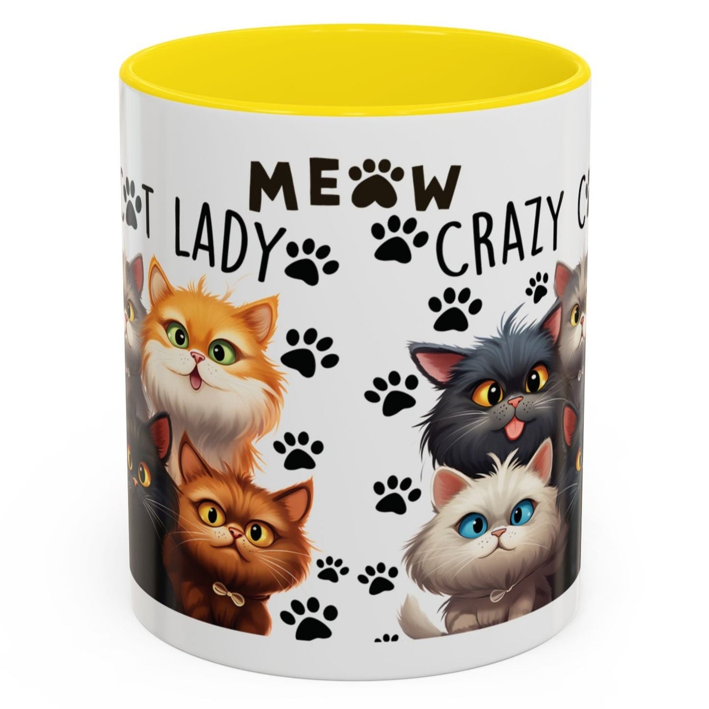 Cat Cup Coffee Mug Crazy Cat Lady Mugs for Cats Lovers Orange, Yellow, Red and Black