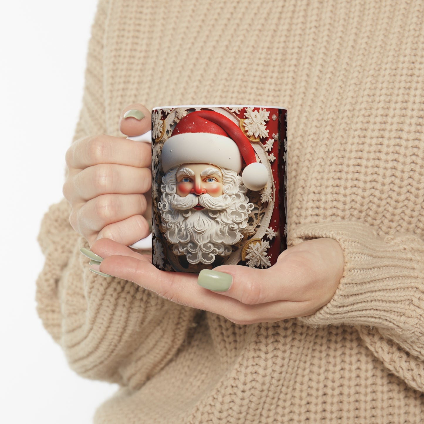 SANTA 3D WHITE MUG - MUGSCITY - Free Shipping