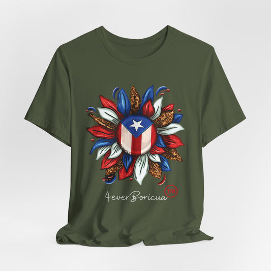 PUERTO RICAN BLOOMING FLAG Military Green Unisex Puerto Rico Boricua Shirt 4everBoricua™️