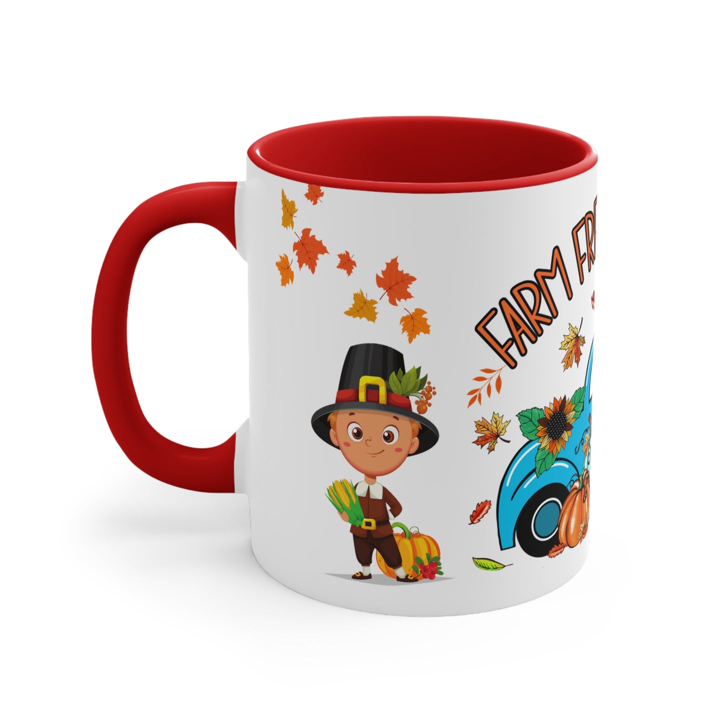 THANKSGIVING PILGRIM FARM FRESH PUMPKINS Mug- Mugscity - Free Shipping - Black, Red, Blue and Navy.