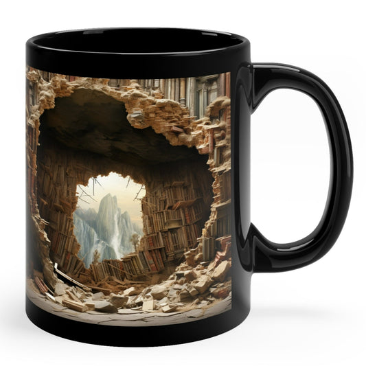 3D LIBRARY MUG WITH MOUNTAIN VIEW - BOOK LOVER GIFT | MUGSCITY 23