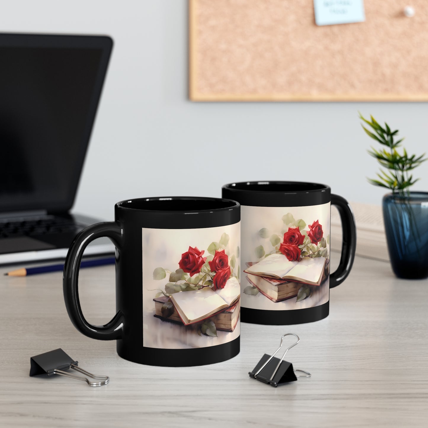 BOOK AND ROSES CUP COFFEE MUG (ANTIQUE LOOK) | MUGSCITY23