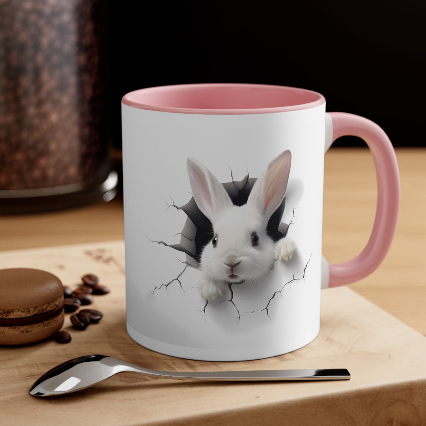 CUTE LITTLE RABBIT MUG - BUNNY - Pink Accent - Free Shipping