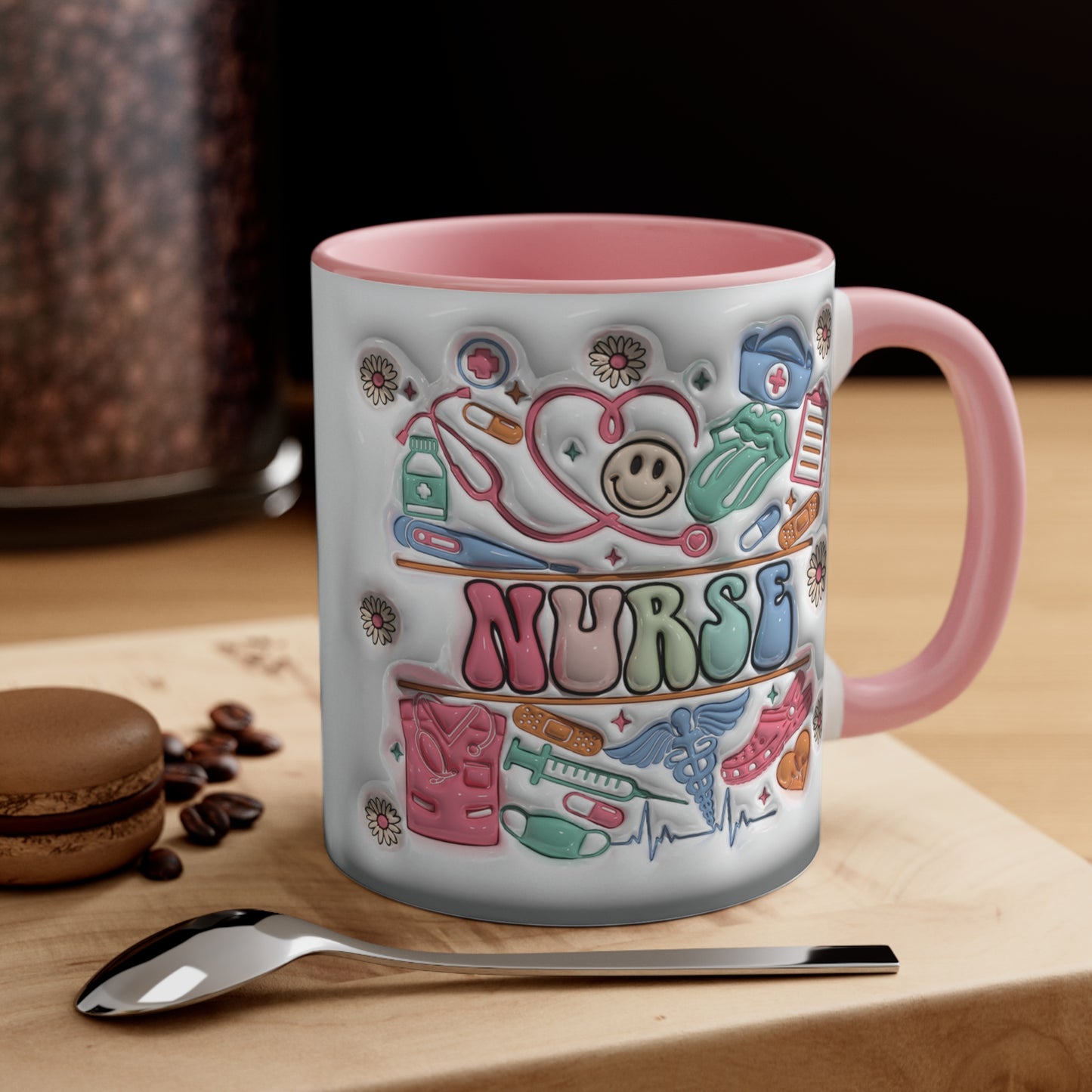 NURSE ELEMENTS MUG - Pink, Blue Accents - MUGSCITY - Free Shipping