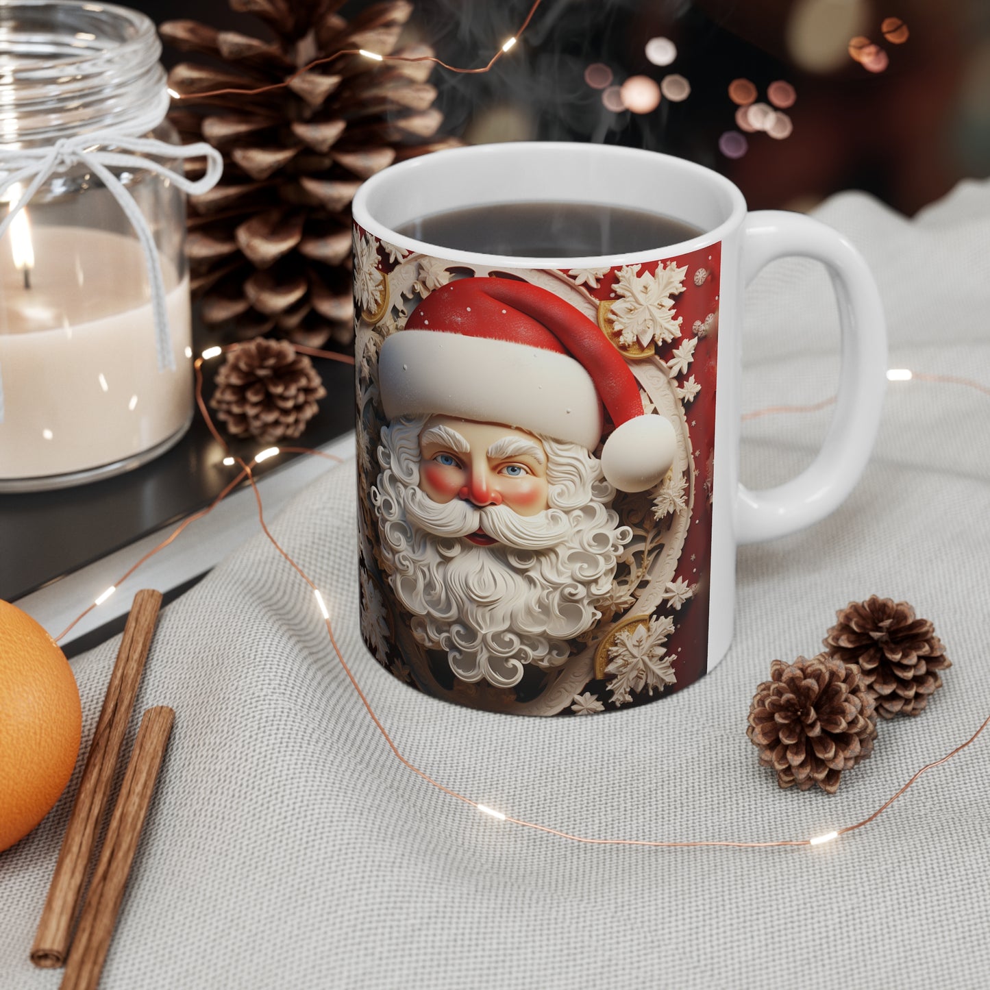 SANTA 3D WHITE MUG - MUGSCITY - Free Shipping