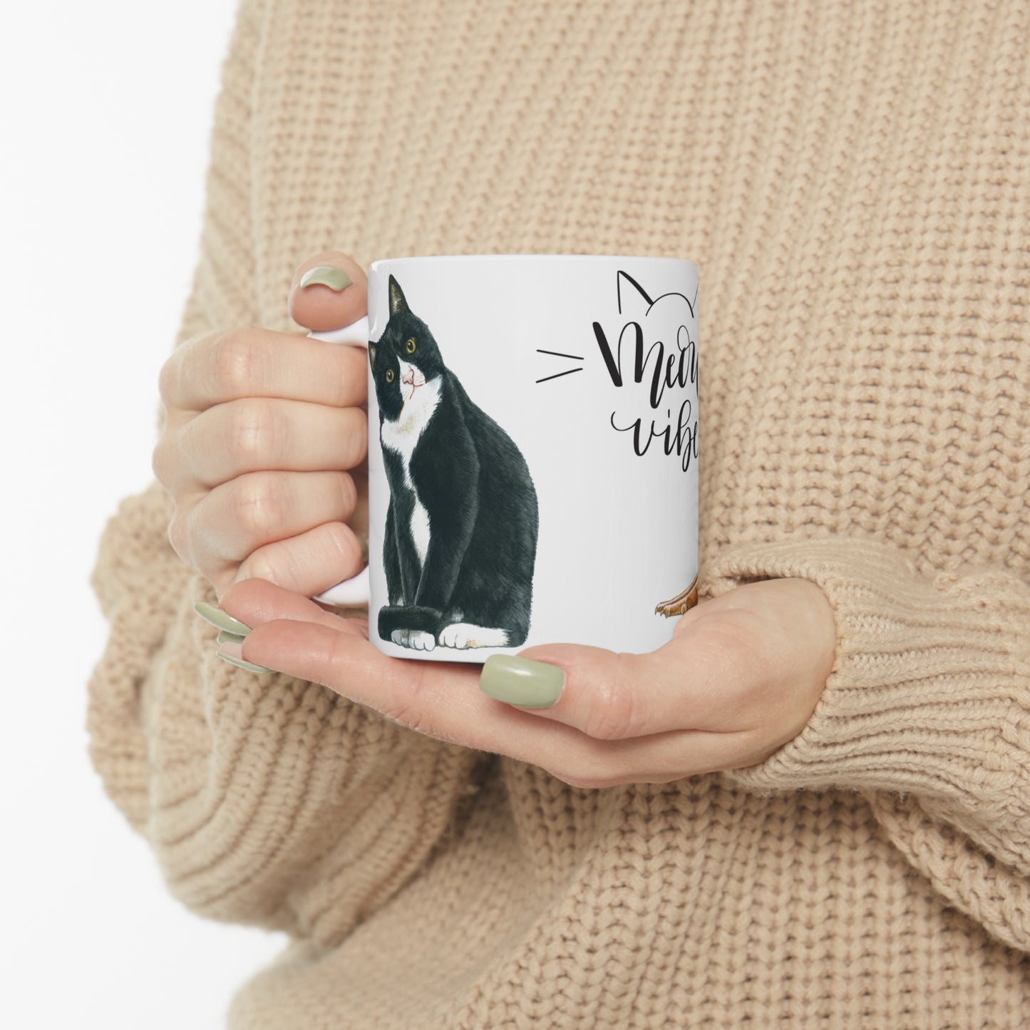 CAT MEOW VIBES MUG - MUGSCITY - Free Shipping