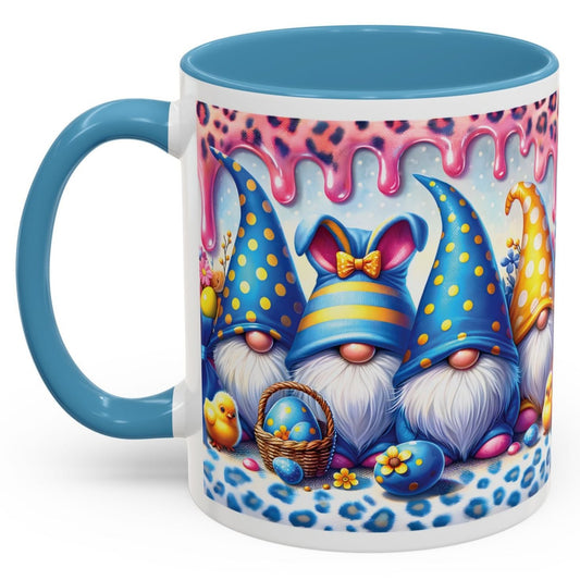Coffee Mug Easter Gnome Cup 11oz Ceramic Blue, Yellow