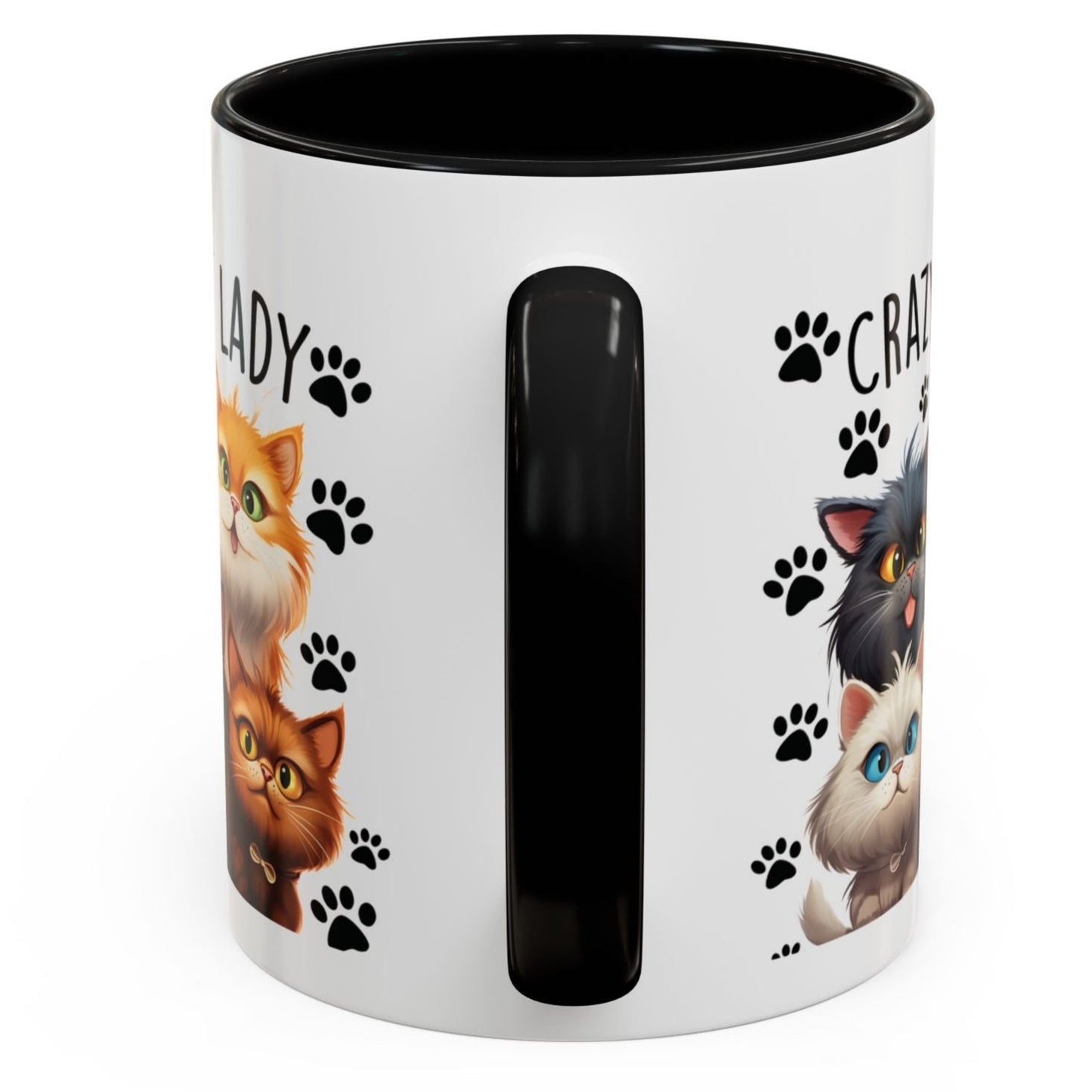 Cat Cup Coffee Mug Crazy Cat Lady Mugs for Cats Lovers Orange, Yellow, Red and Black