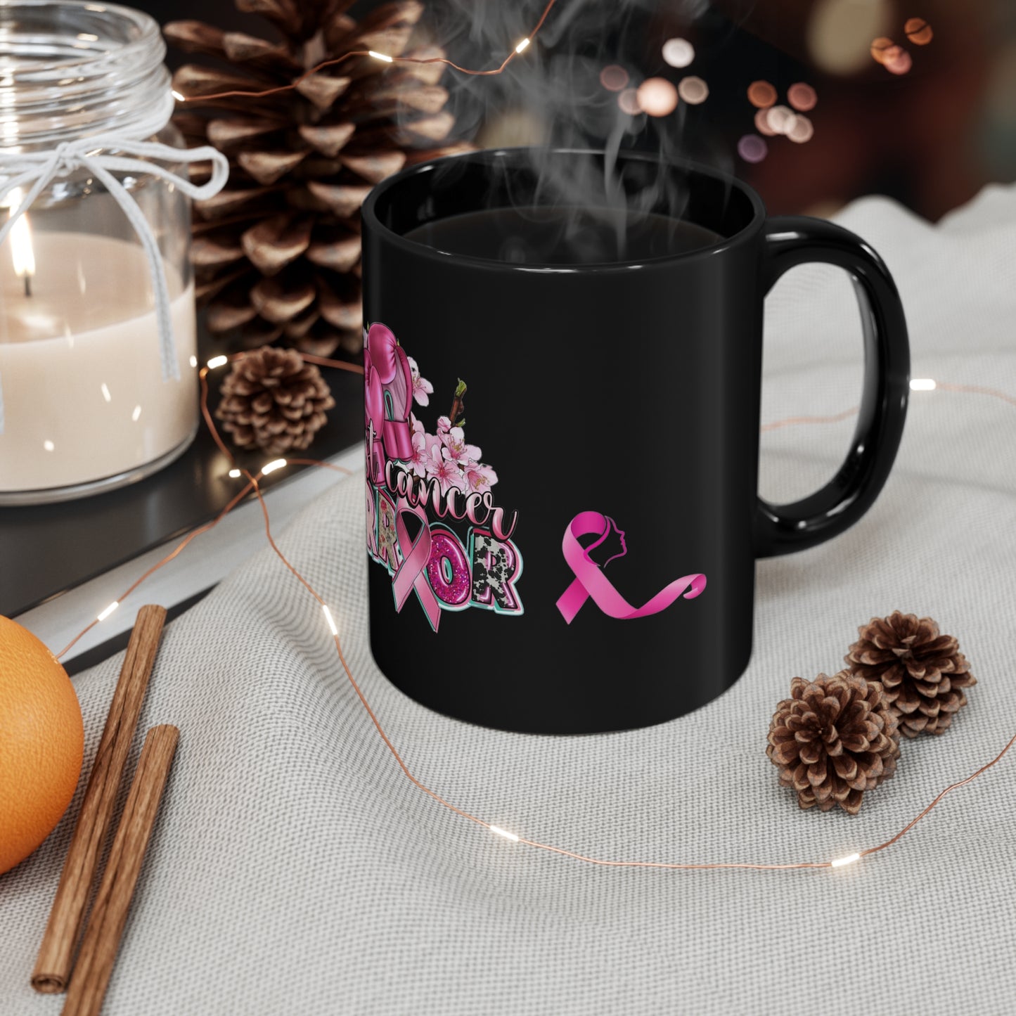 BREAST CANCER WARRIOR Beautiful Black Mug - MUGSCITY - Free Shipping