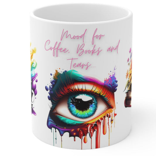 COFFEE BOOKS AND TEARS MUG - ARTISTIC READER GIFT CUP | MUSGCITY 23