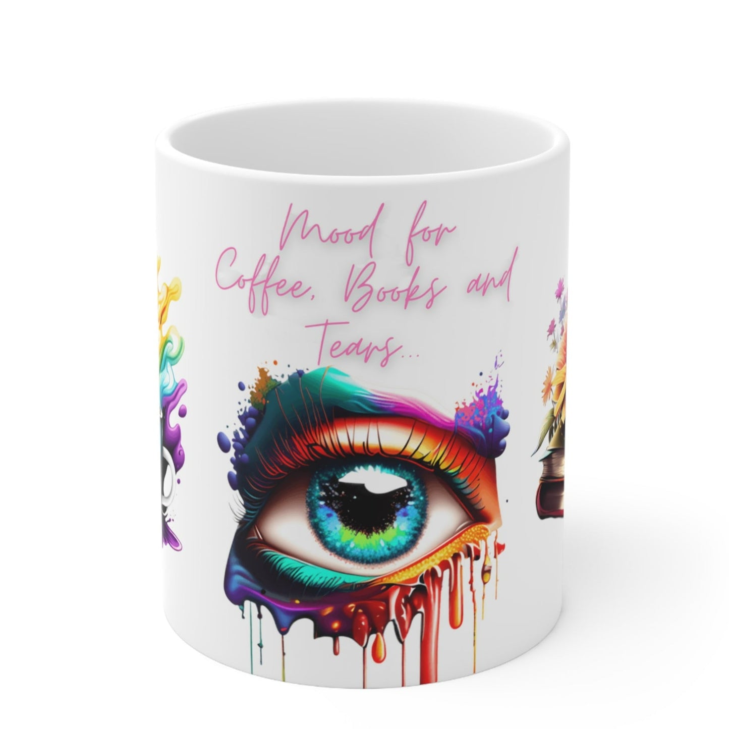 "Mood for COFFEE, BOOKS and TEARS" Colorful Book Lovers Mug - Mugscity23™️ Free Shipping!