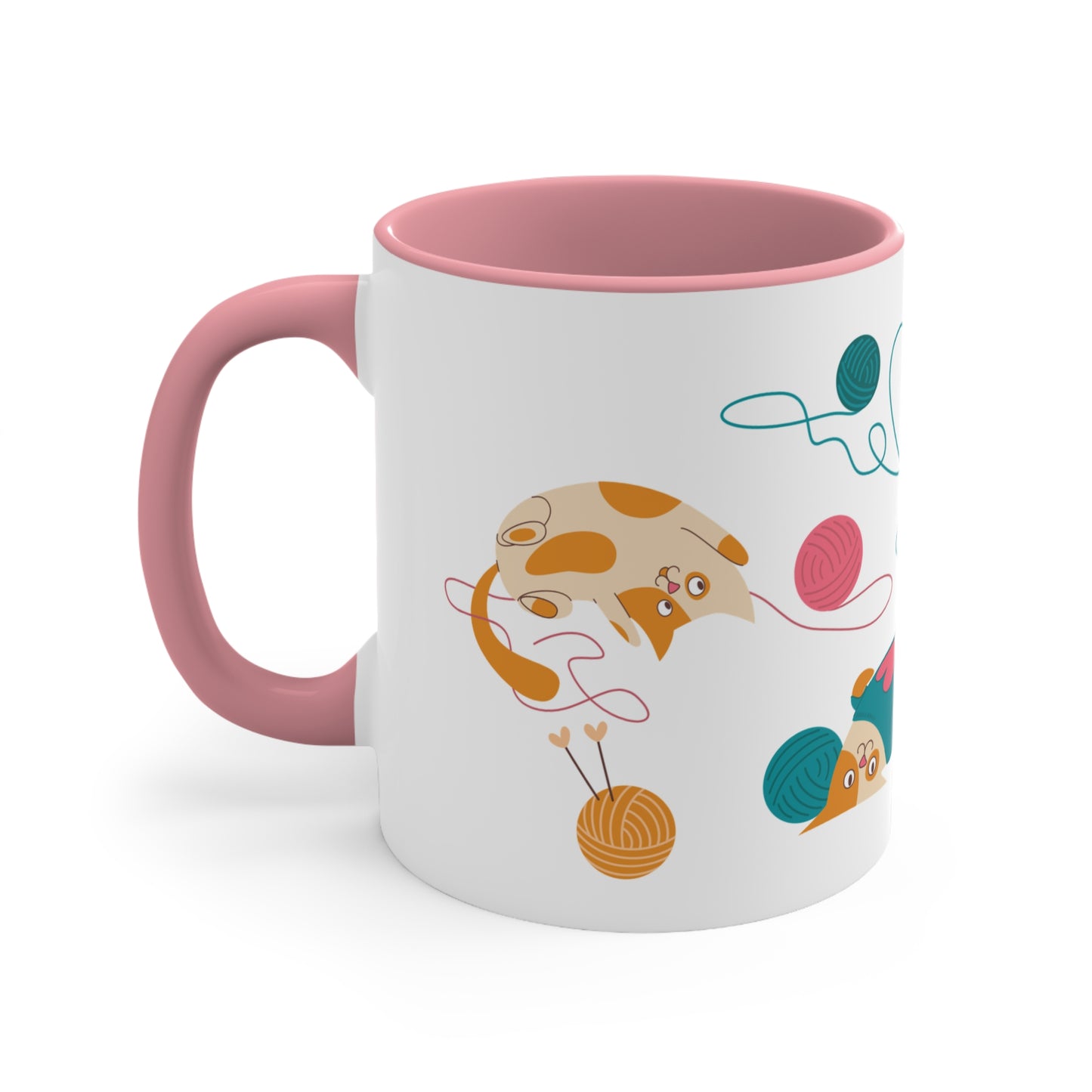 PLAYING CATS MUG - Pink Accent - MUGSCITY - Free Shipping