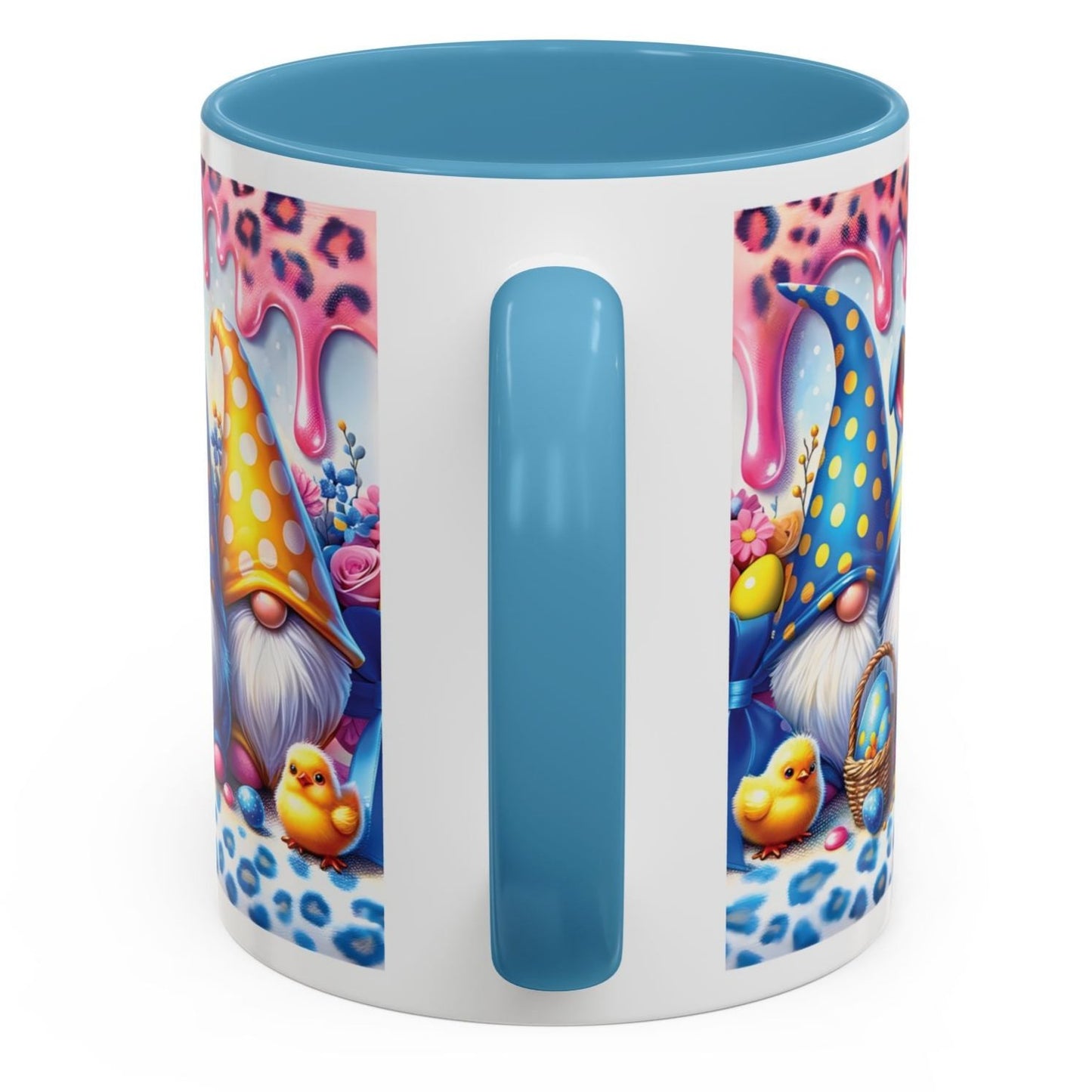 Coffee Mug Easter Gnome Cup 11oz Ceramic Blue, Yellow