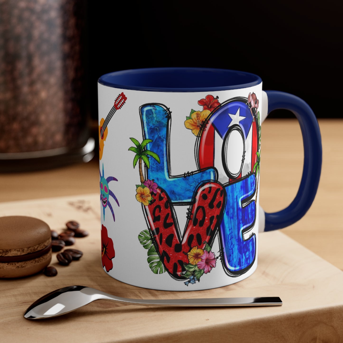 LOVE PUERTO RICO Mug Coffee Cup with Puerto Rican Elements Mugscity