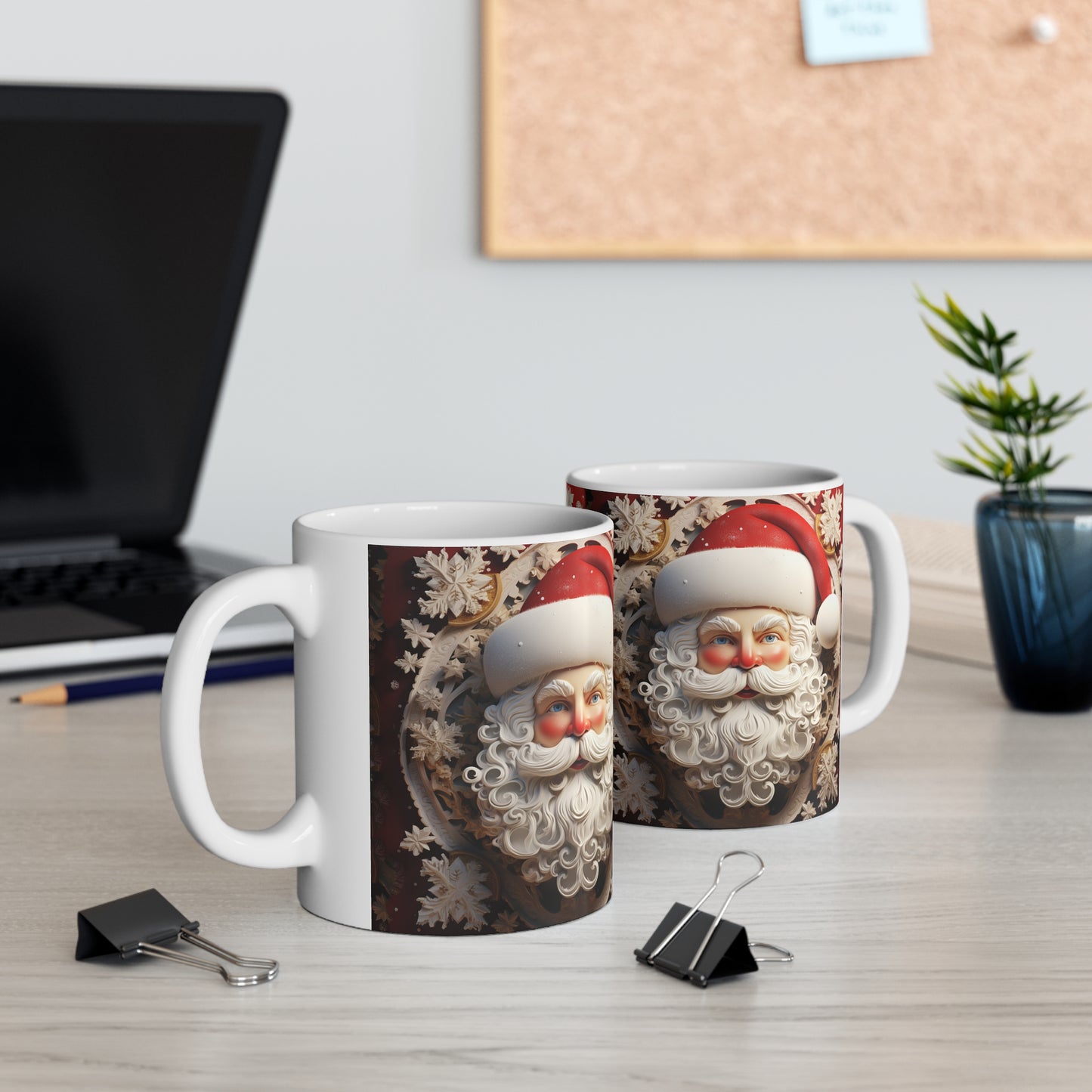 SANTA 3D WHITE MUG - MUGSCITY - Free Shipping