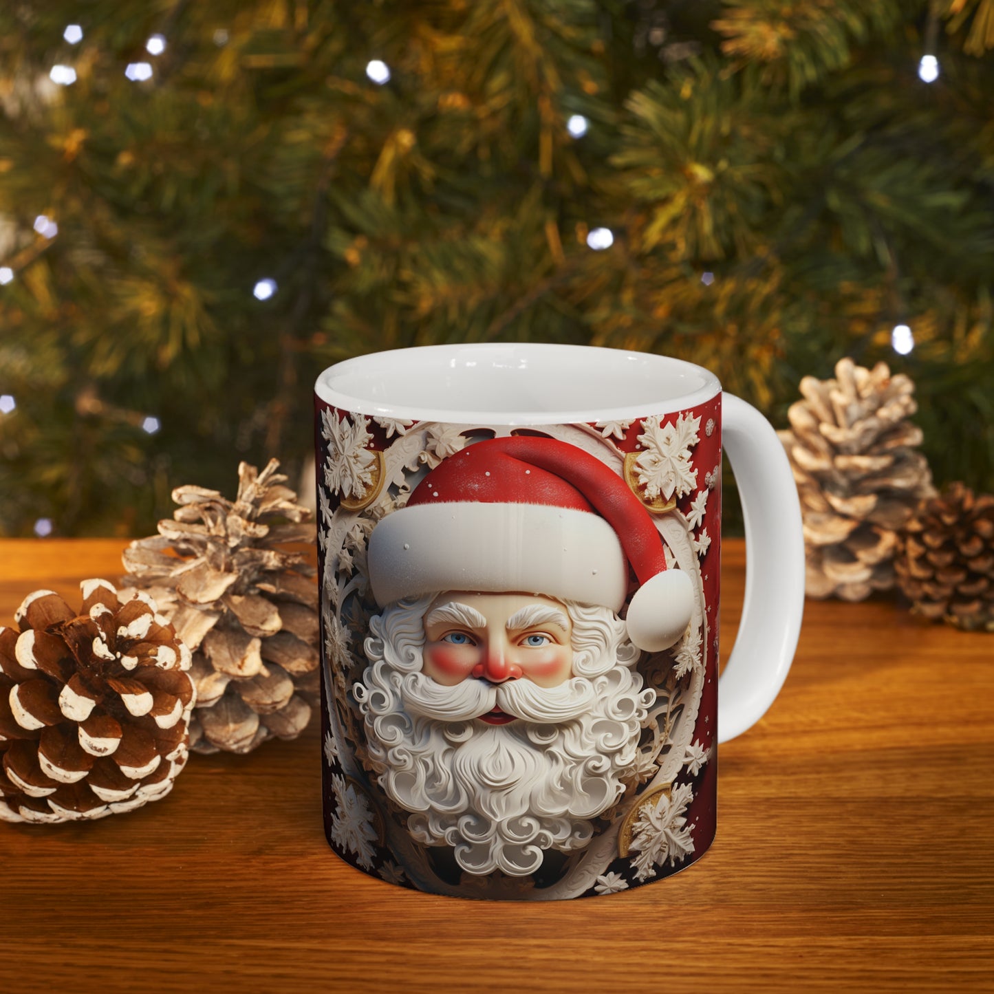 SANTA 3D WHITE MUG - MUGSCITY - Free Shipping