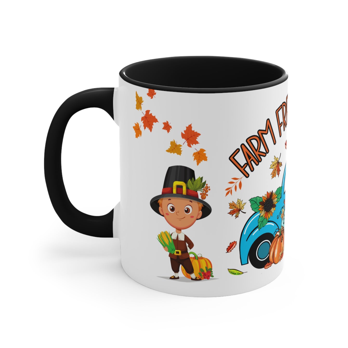 THANKSGIVING PILGRIM FARM FRESH PUMPKINS Mug- Mugscity - Free Shipping - Black, Red, Blue and Navy.