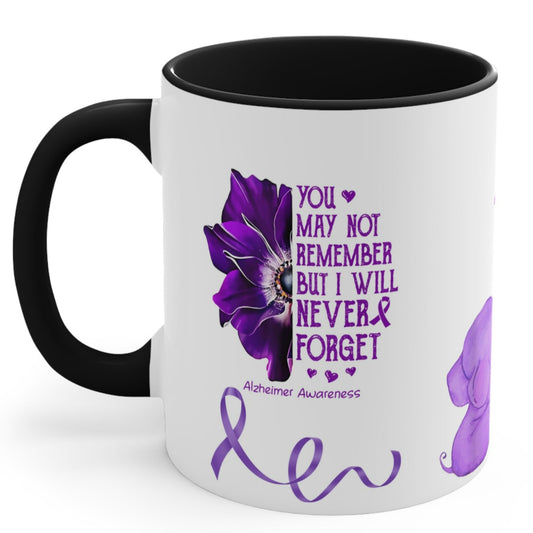 ALZHEIMER AWARENESS MUG - NEVER FORGET PURPLE FLOWER | MUGSCITY 23