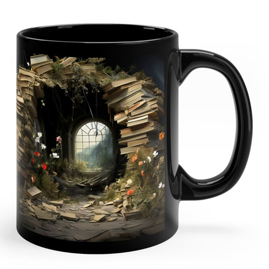 3D ENCHANTED LIBRARY MUG WITH WINDOW AND FLOWERS | MUGSCITY 23