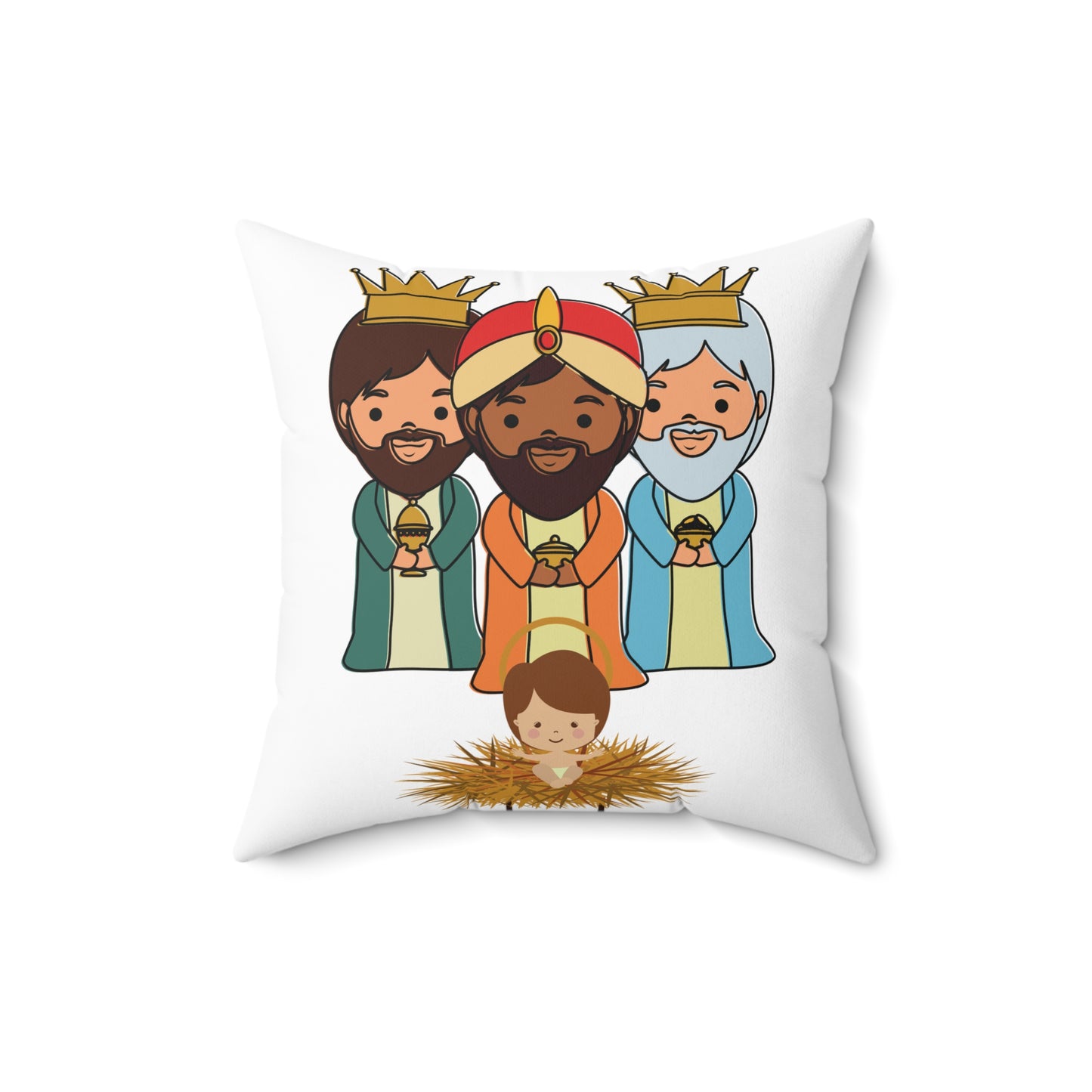 3 Three Kings and Jesus Decorative Cover and Pillow Cojín Reyes Magos
