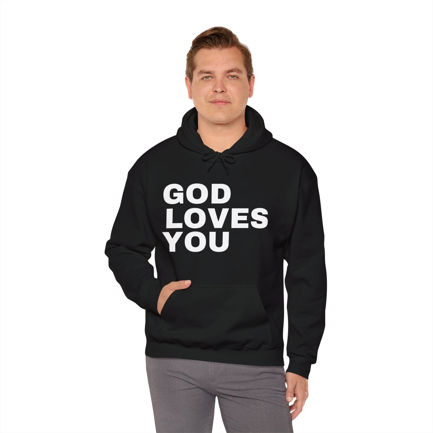 GOD LOVES YOU Unisex Hoodie Sweatshirt Black Unisex Hooded Sweater Jesus Sweaters Hoodies