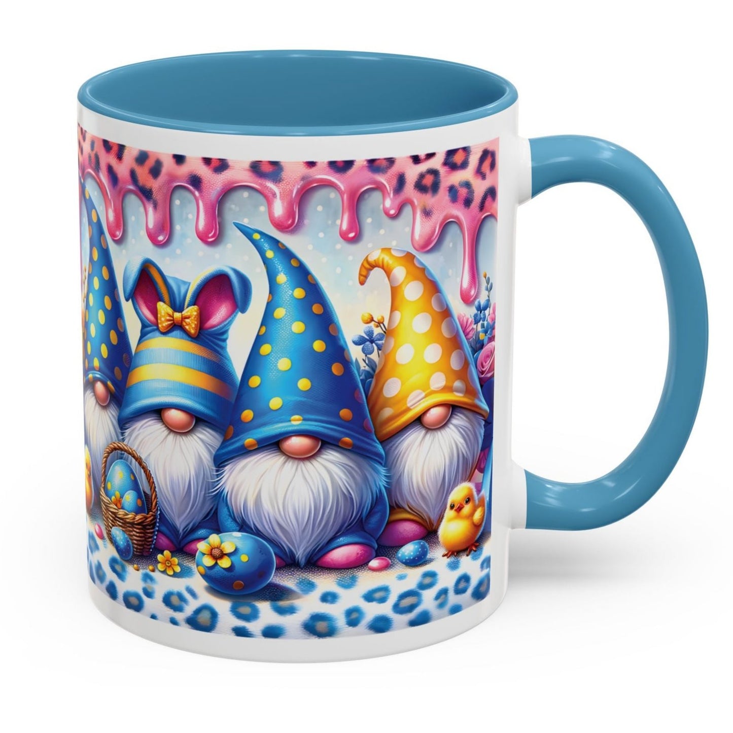 Coffee Mug Easter Gnome Cup 11oz Ceramic Blue, Yellow