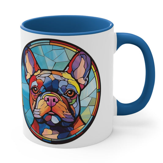 FRENCH BULLDOG MUG - STAINED GLASS COLORFUL DOG ART CUP | MUGSCITY23
