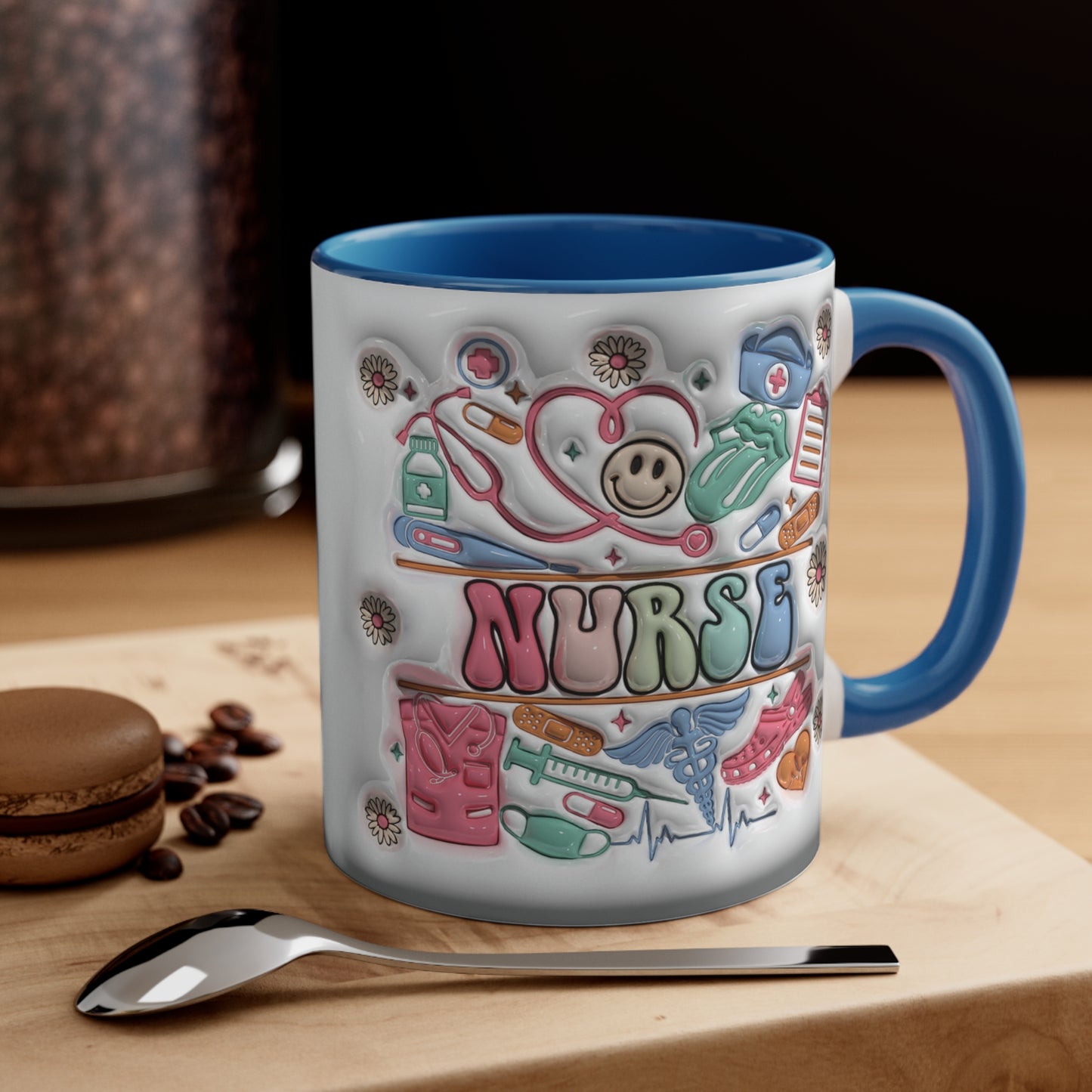 NURSE ELEMENTS MUG - Pink, Blue Accents - MUGSCITY - Free Shipping