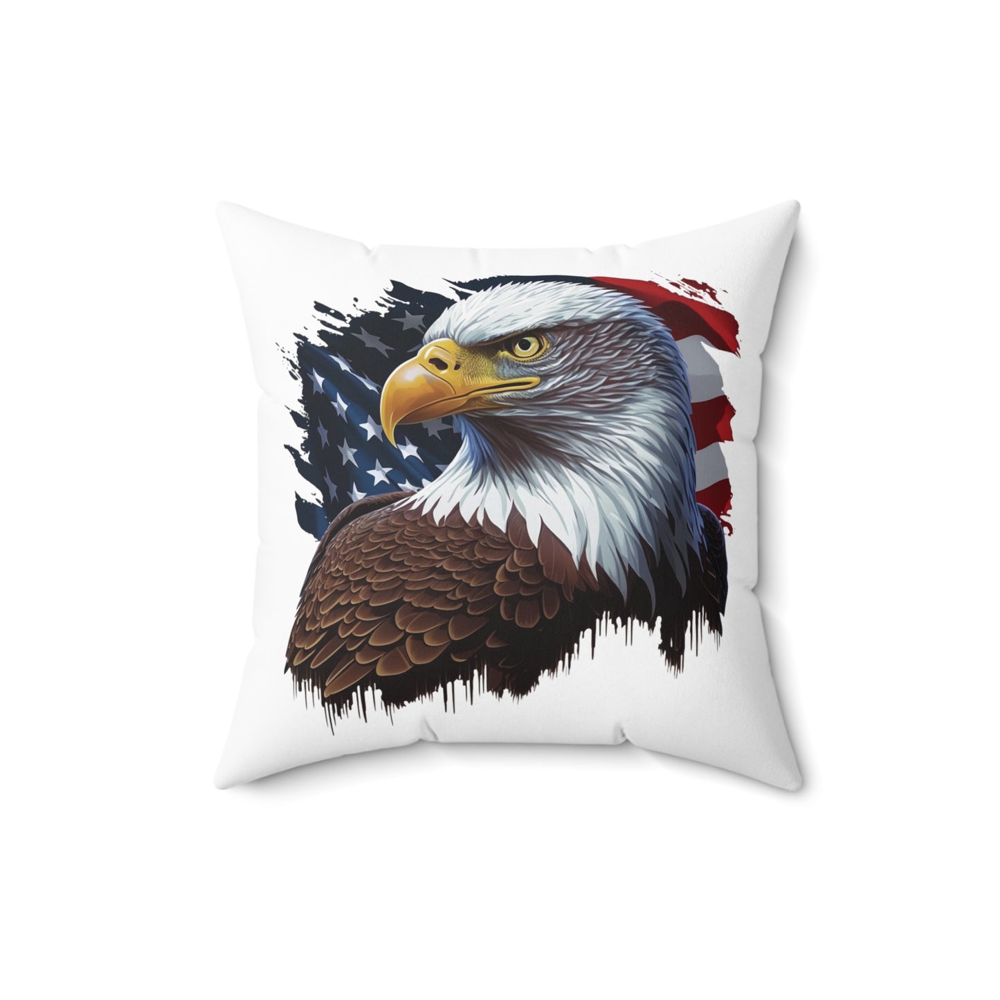 Patriotic USA Eagle and Flag Pillow 16x16 (Cover and Pillow Included). MUGSCITY AND MORE Free Shipping