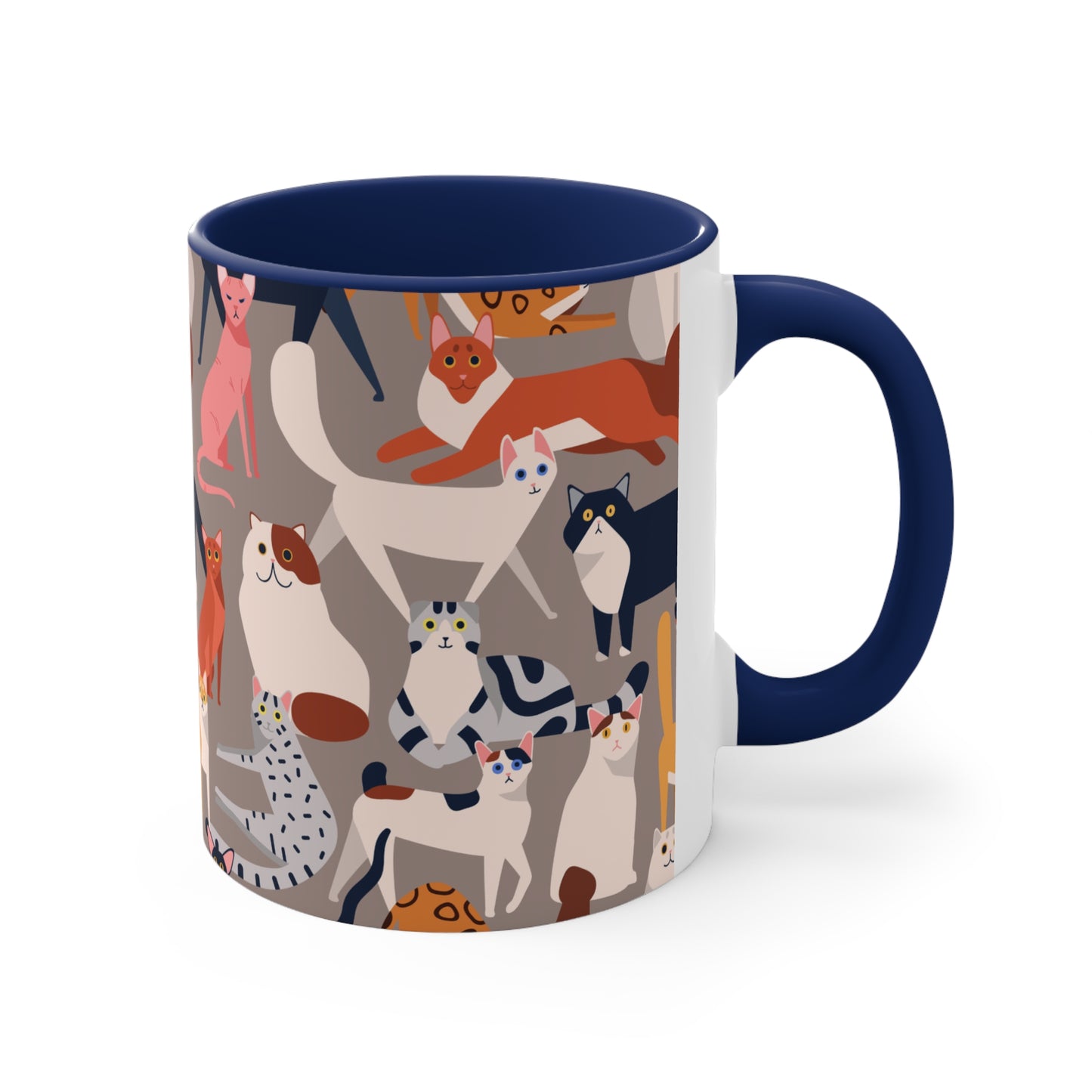 CAT LOVERS MUG - Navy Accents - MUGSCITY - Free Shipping