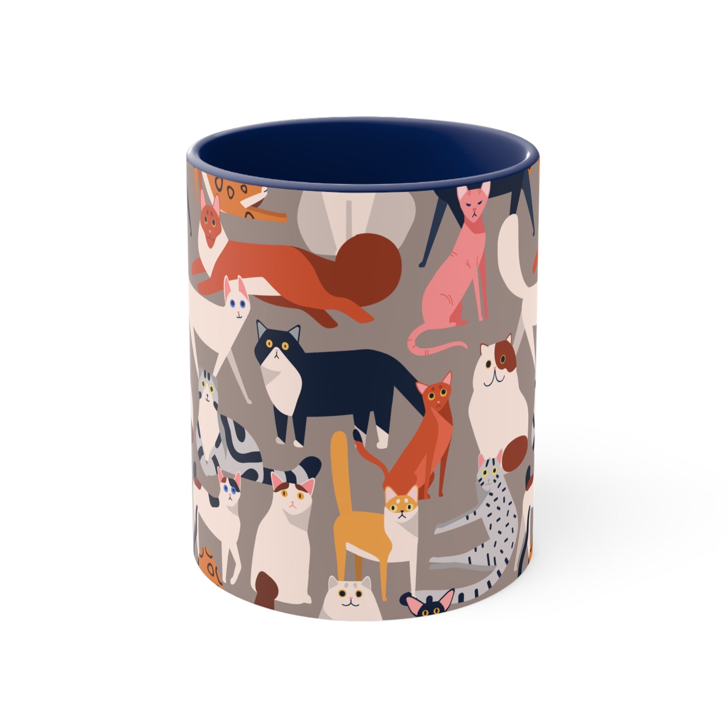 CAT LOVERS MUG - Navy Accents - MUGSCITY - Free Shipping