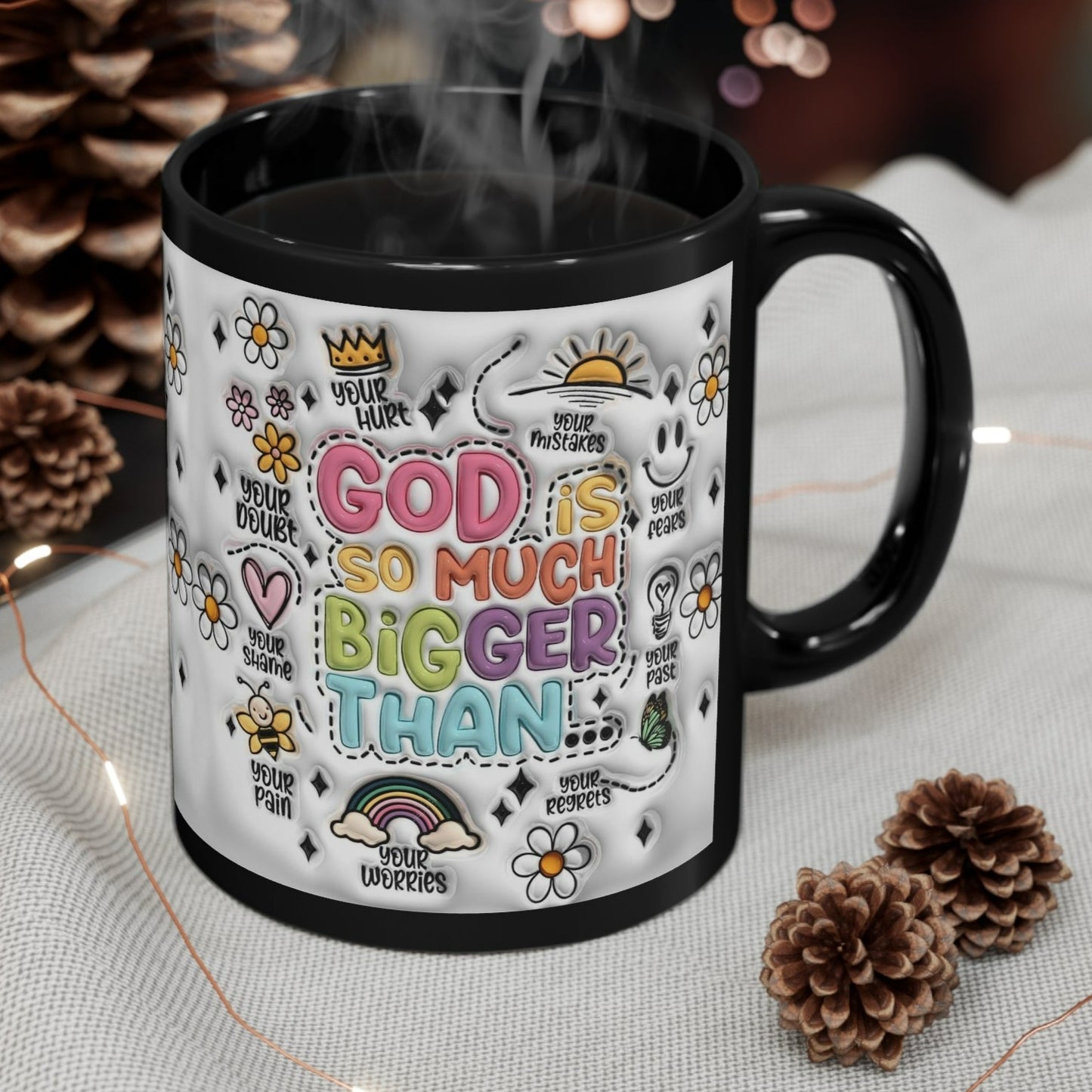 GOD IS SO MUCH BIGGER THAN - BLACK 3D MUG - MUGSCITY - Free Shipping