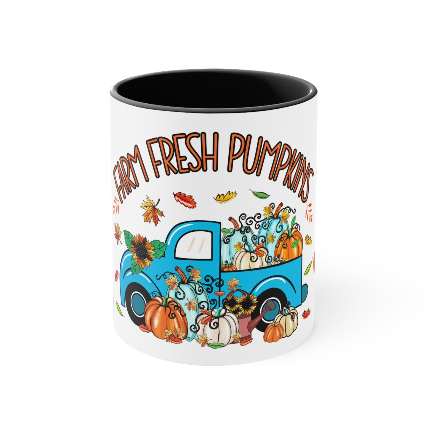 THANKSGIVING PILGRIM FARM FRESH PUMPKINS Mug- Mugscity - Free Shipping - Black, Red, Blue and Navy.