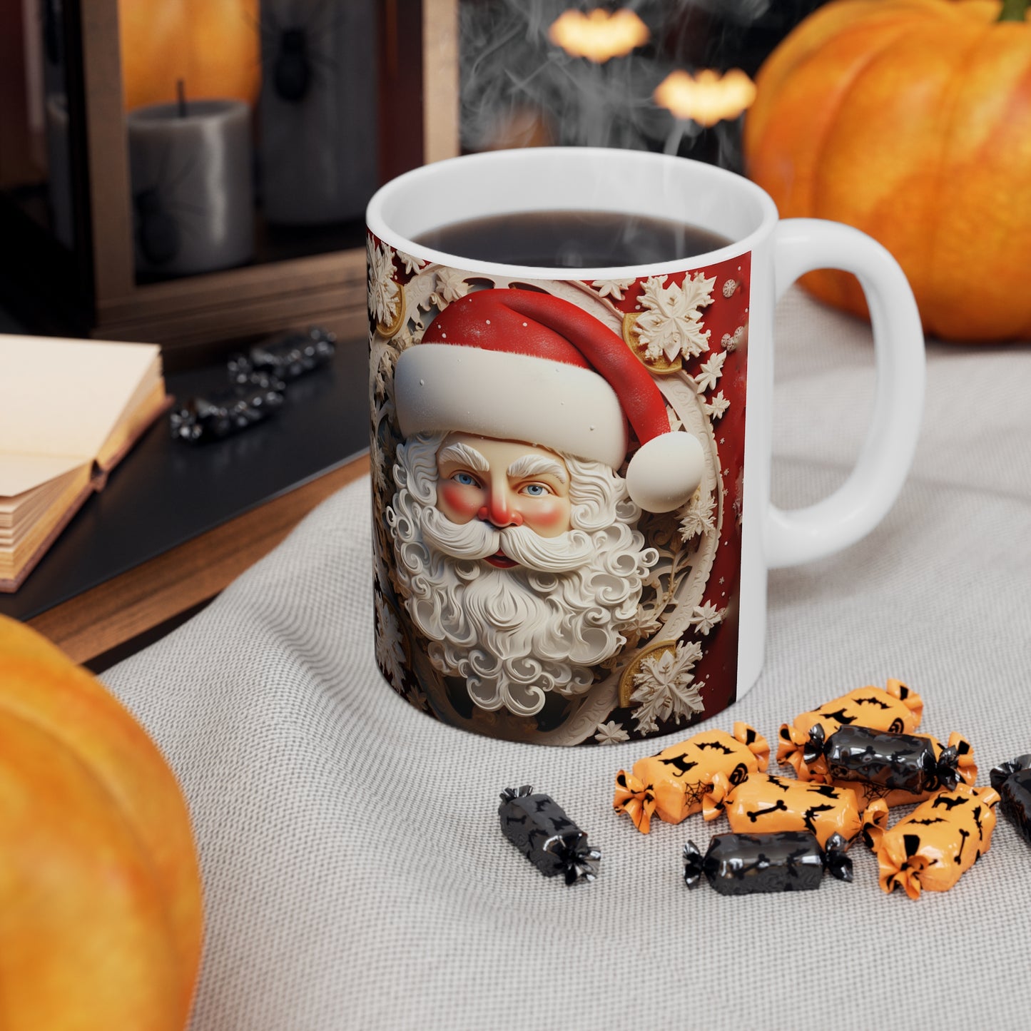 SANTA 3D WHITE MUG - MUGSCITY - Free Shipping