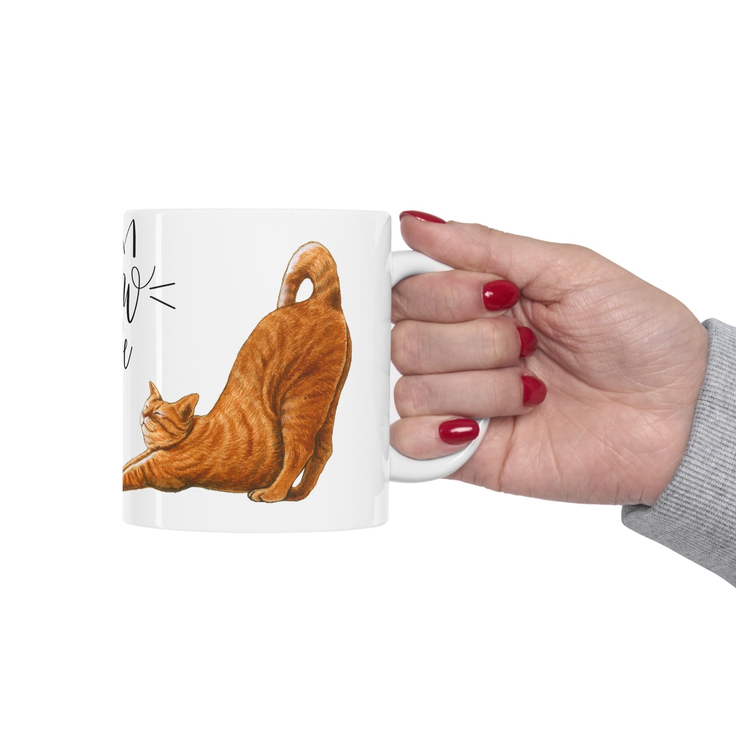 FUNNY CAT MUG - STRETCHING & SITTING KITTY COFFEE CUP | MUGSCITY23