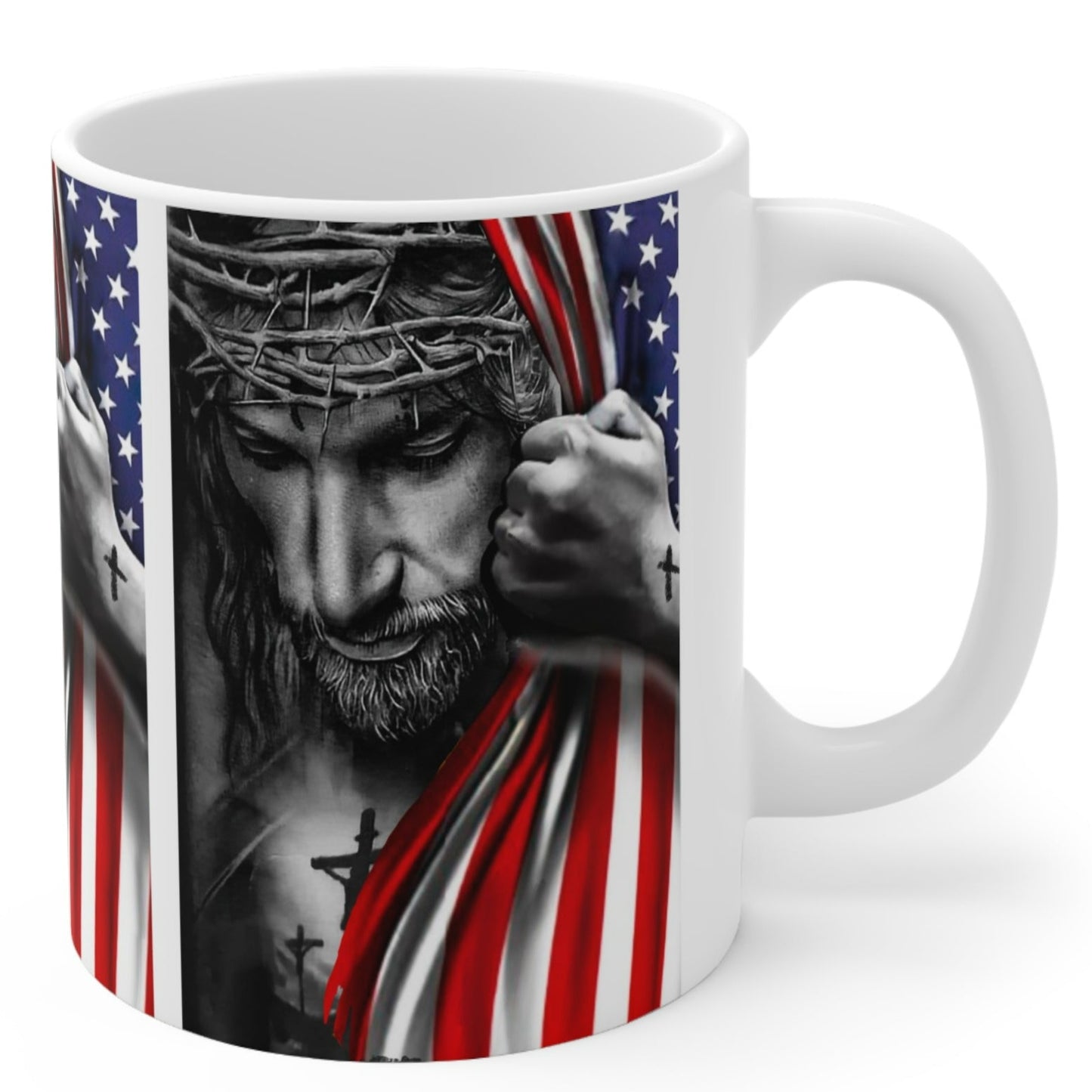 JESUS HUGGING USA FLAG MUG - MUGSCITY - Free Shipping