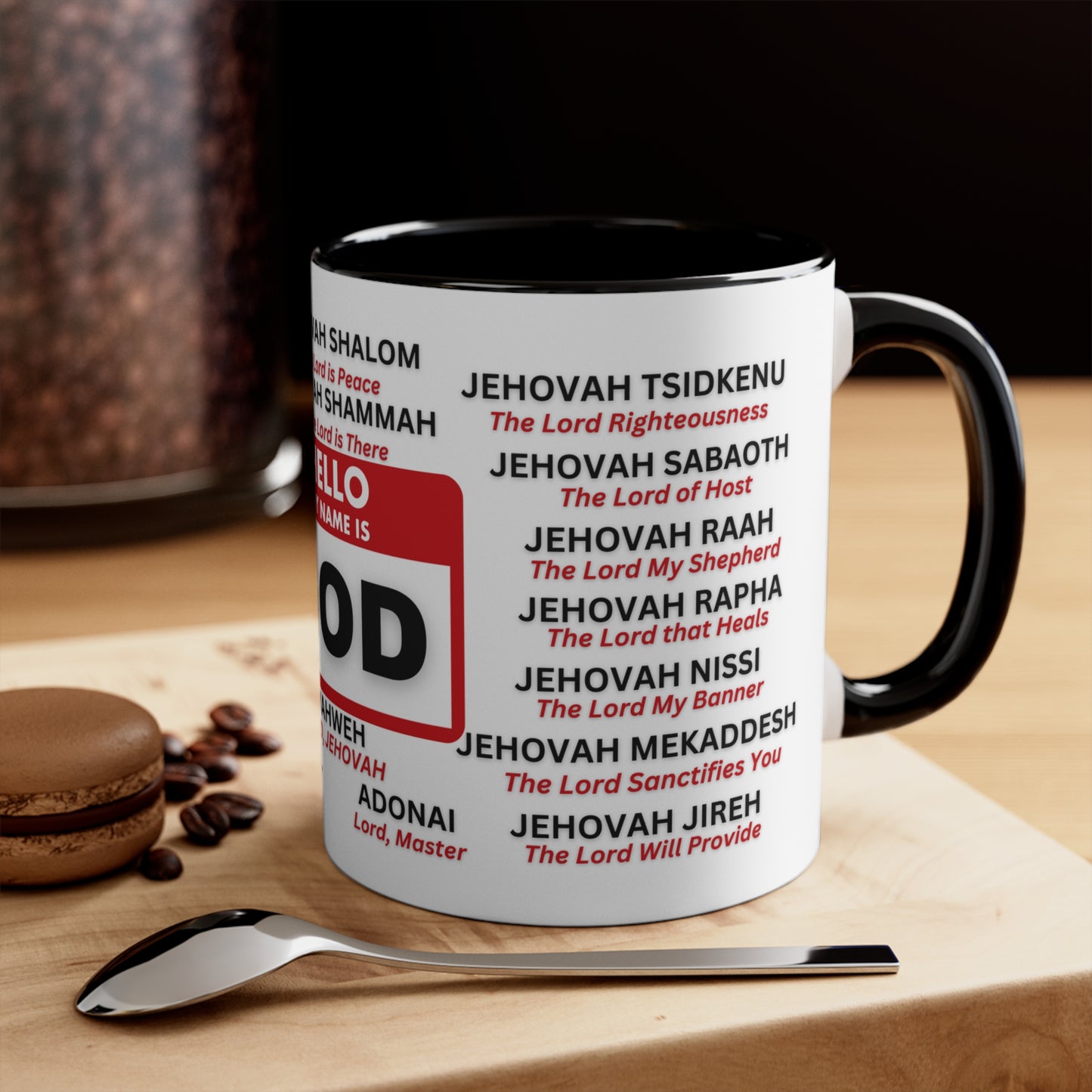 21 NAMES OF GOD Mug God names Mugs Christian Mug Religious Black