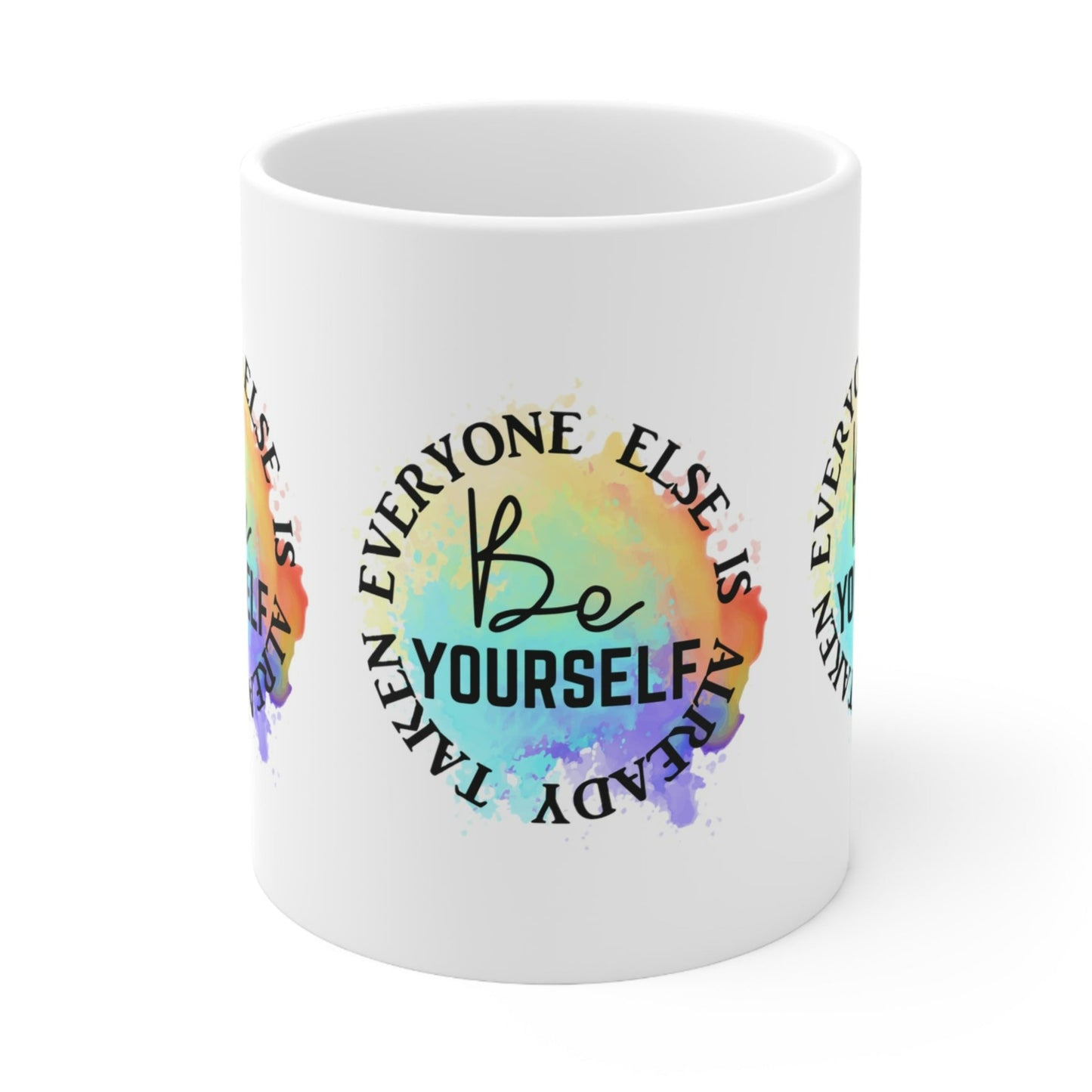 BE YOURSELF MUG - INSPIRATIONAL RAINBOW GIFT QUOTE CUP | MUGSCITY23