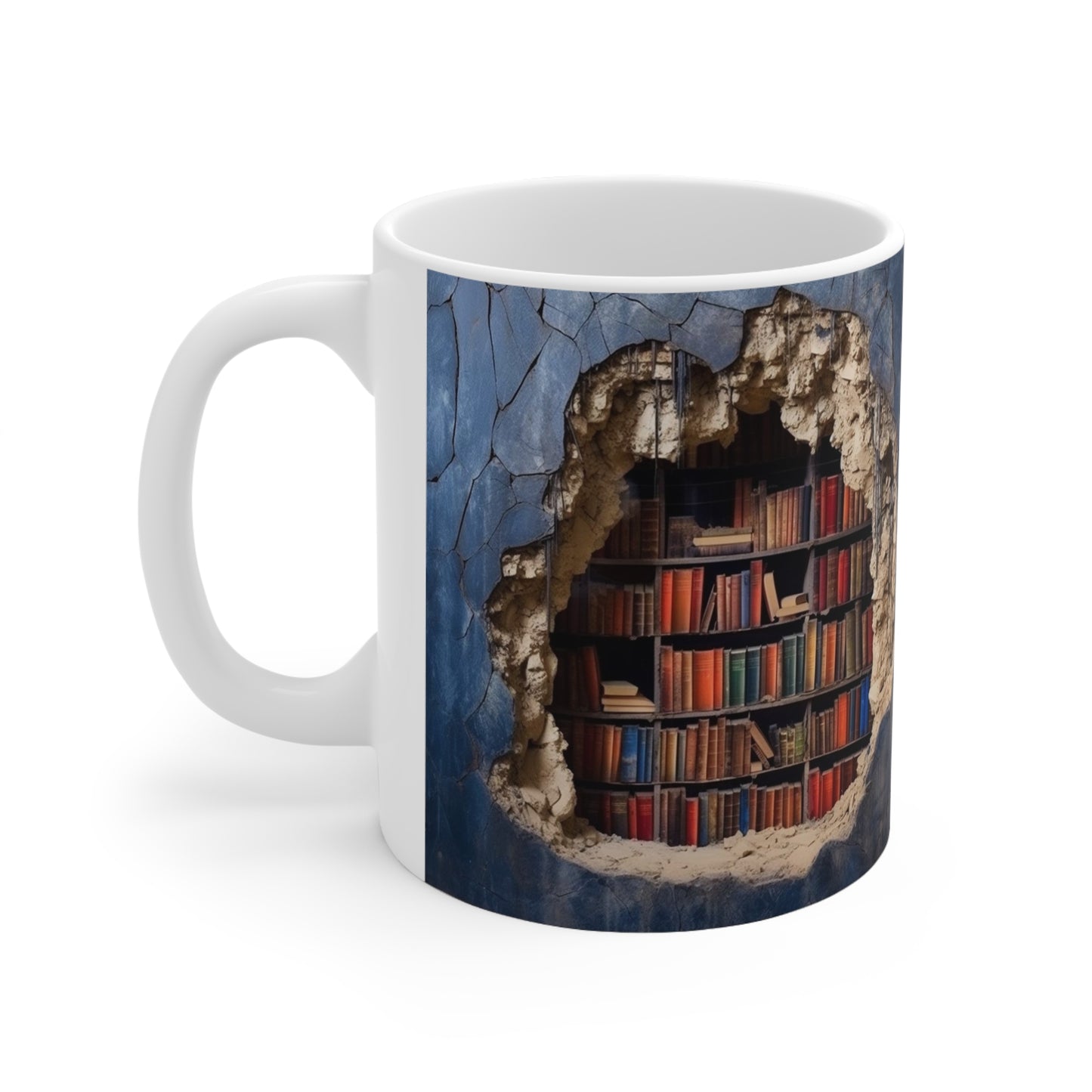 AMAZING 3D LIBRARY CUP COFFEE MUG BOOK LOVERS GIFTS|MUSGCITY23 (WHITE)