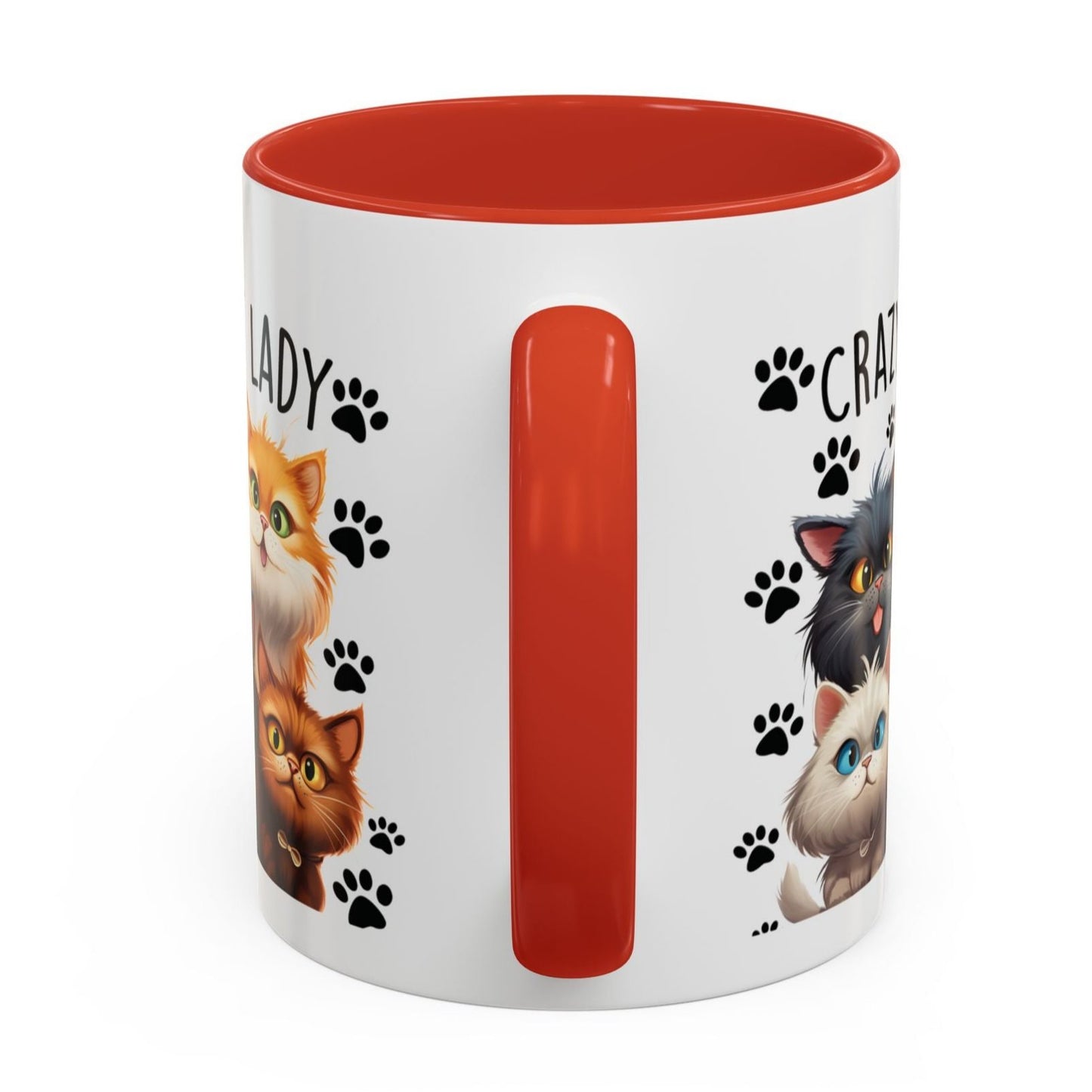 Cat Cup Coffee Mug Crazy Cat Lady Mugs for Cats Lovers Orange, Yellow, Red and Black