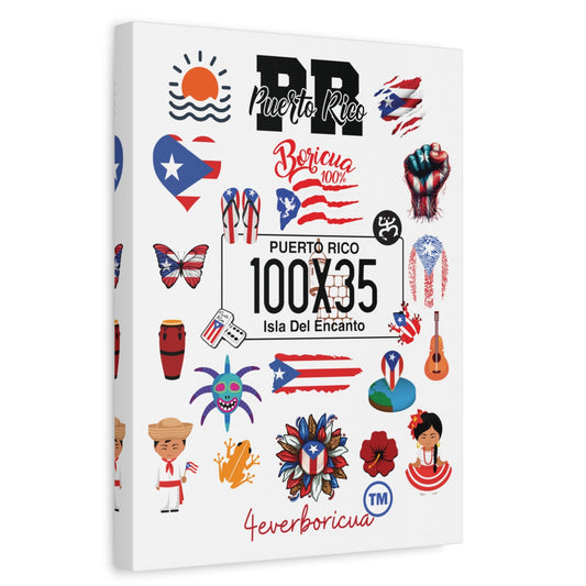 Puerto Rico 100x35 cultural icons canvas wall art – 4everboricua edition – 12x16 or 16x20 by Mugscity