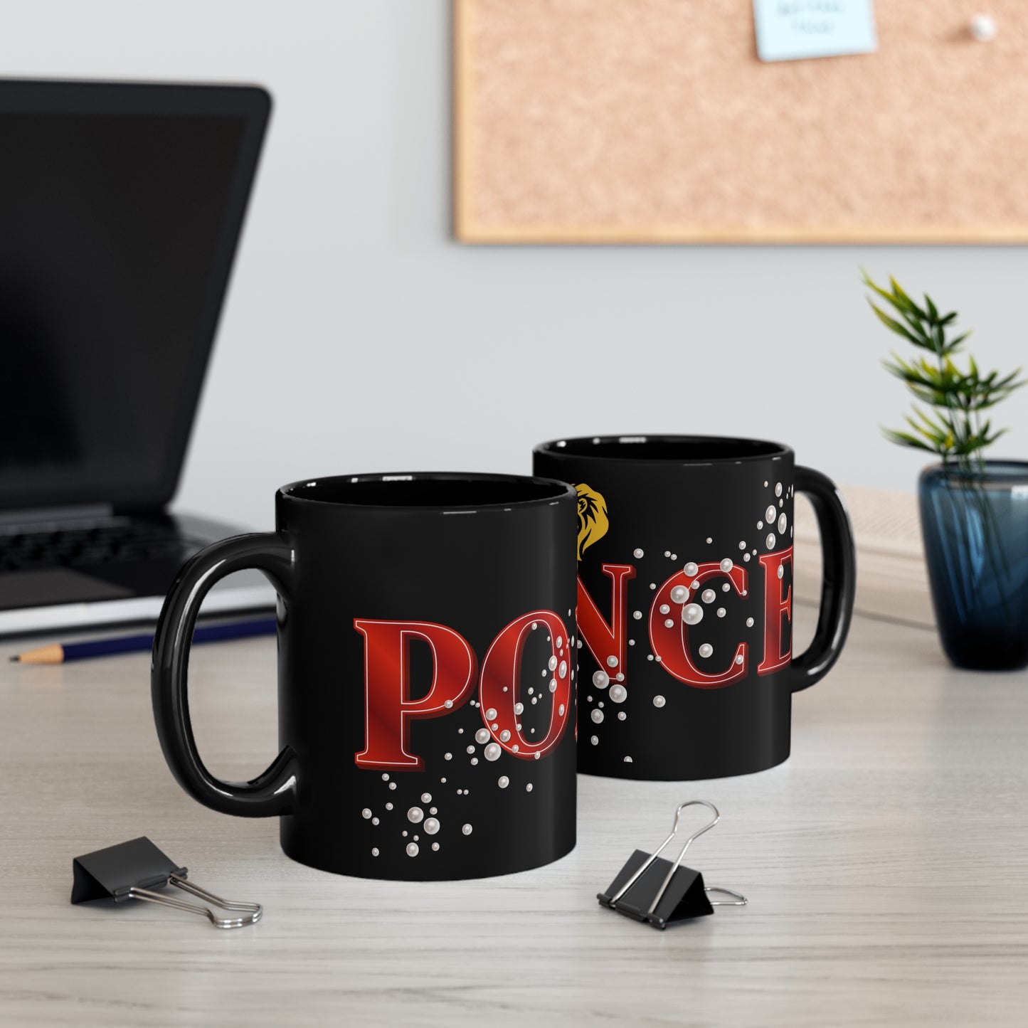 PONCE CITY MUG - Letters, Pearls and Lion - MUGSCITY - Free Shipping