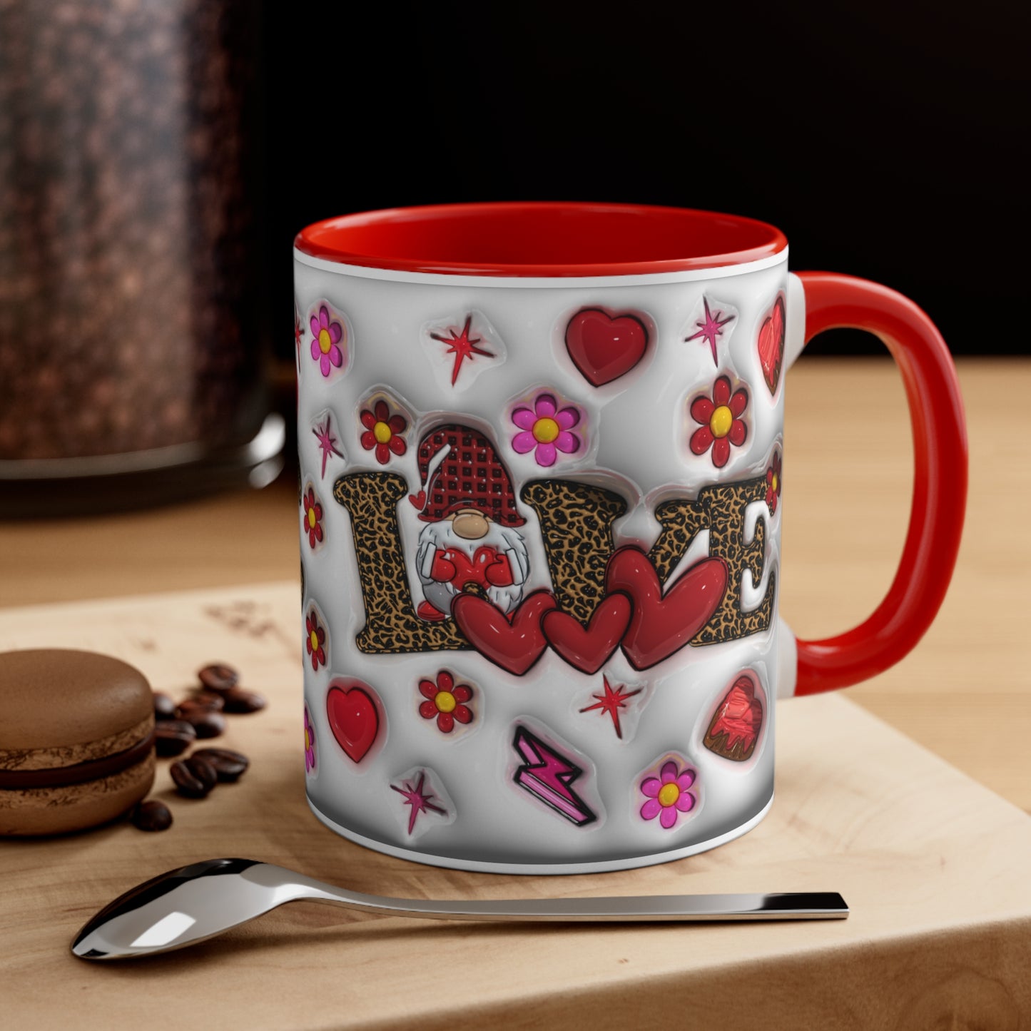 VALENTINE GNOME LOVE MUG CUTE HEARTS & FLOWERS GIFT CUP | MUSGCITY 23