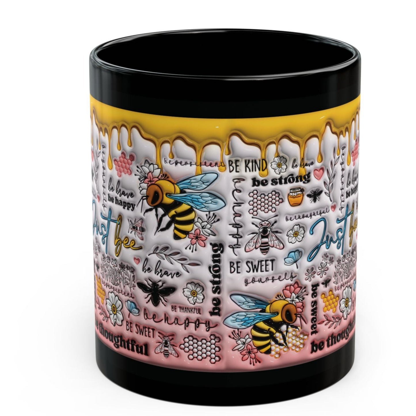 Bee-Themed Inspirational Black Cup Coffee Mug MUGISCITY AND MORE Free Shipping! Perfect Gift for Bee Lovers & Motivational Moments