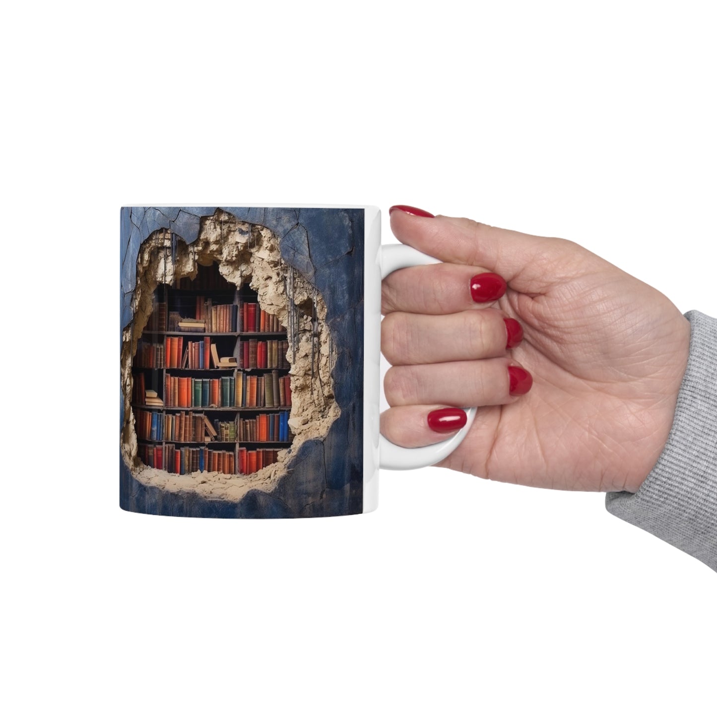 AMAZING 3D LIBRARY CUP COFFEE MUG BOOK LOVERS GIFTS|MUSGCITY23 (WHITE)