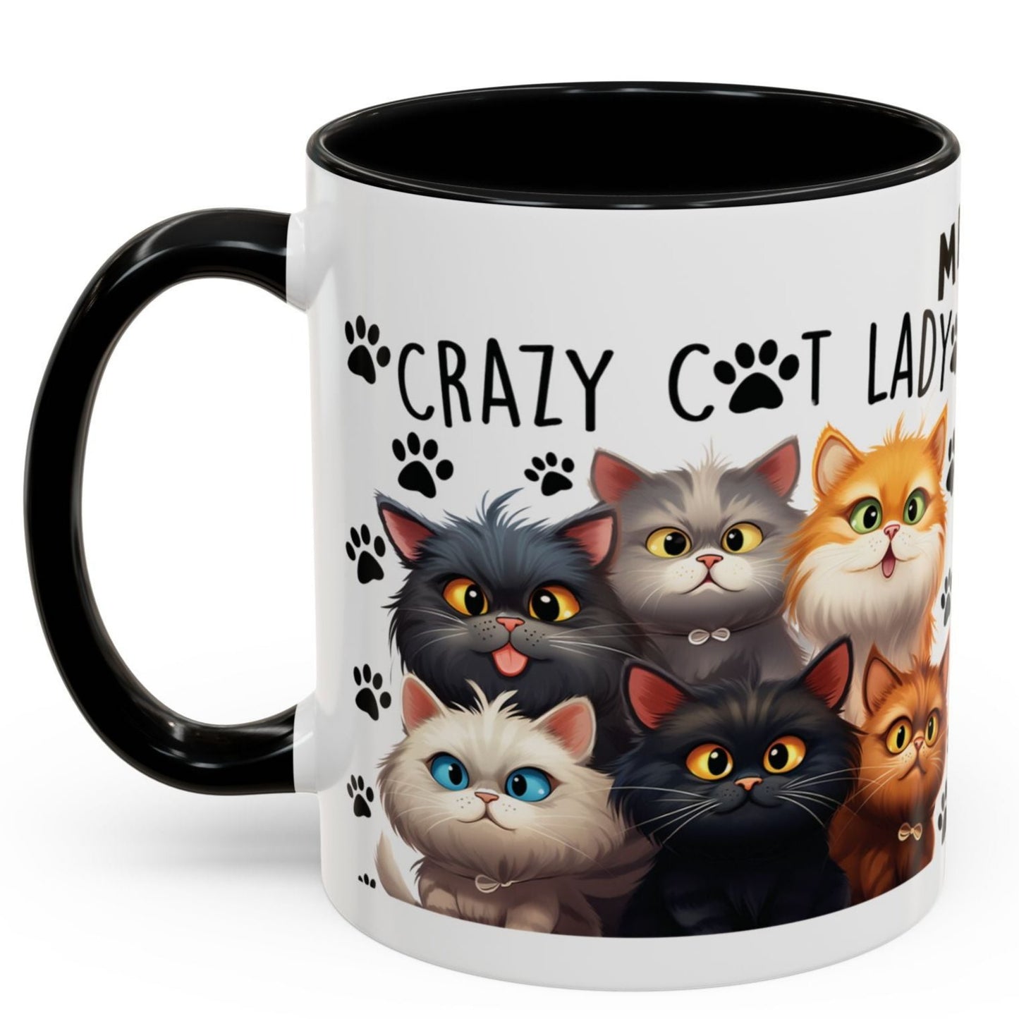 Cat Cup Coffee Mug Crazy Cat Lady Mugs for Cats Lovers Orange, Yellow, Red and Black
